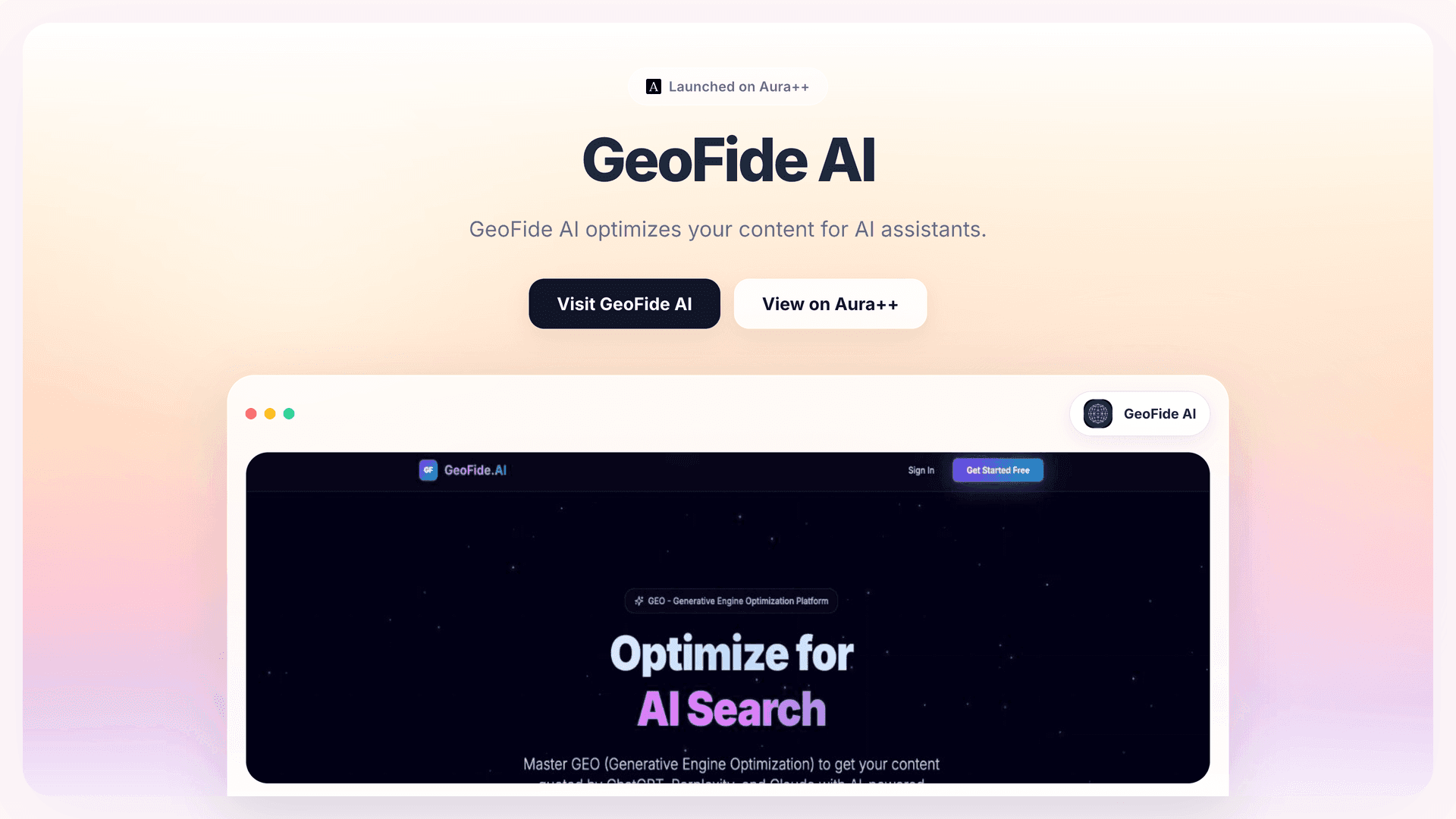 GeoFide AI launch story featured image on Aura++