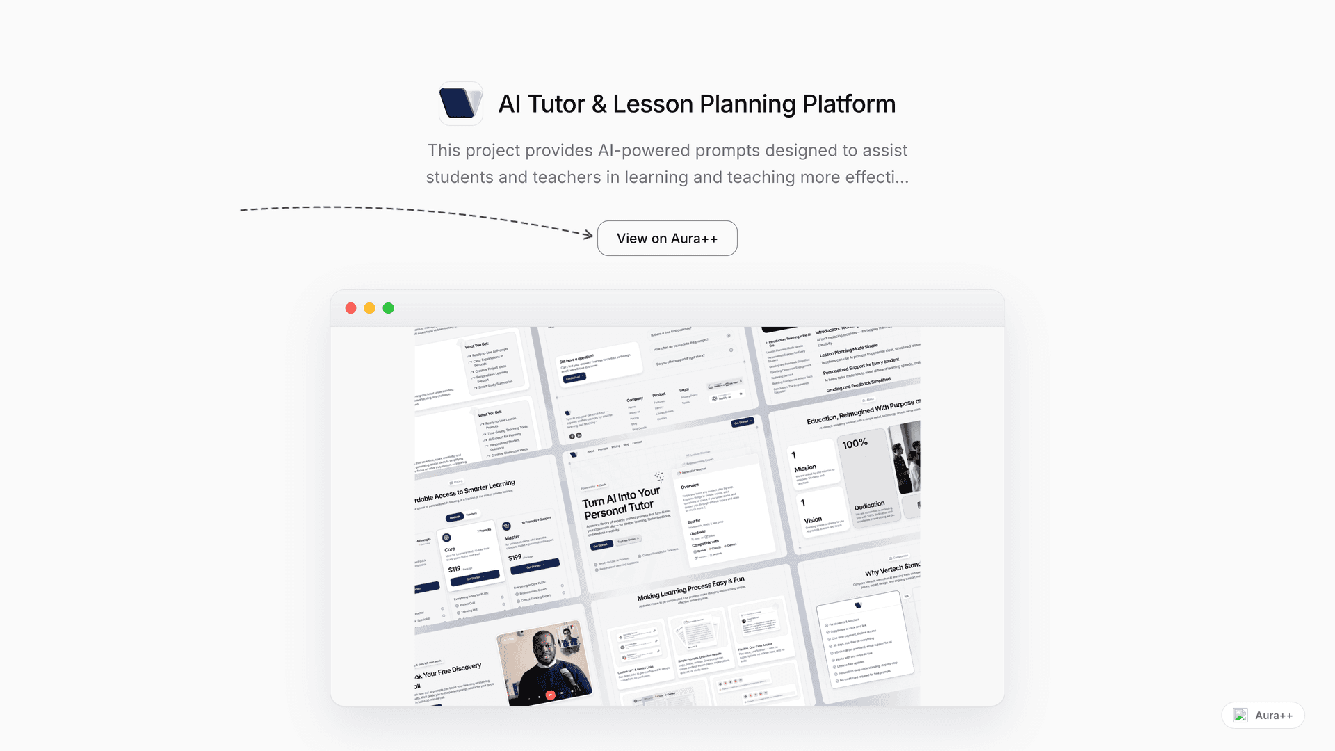 AI Tutor & Lesson Planning Platform launch story featured image on Aura++