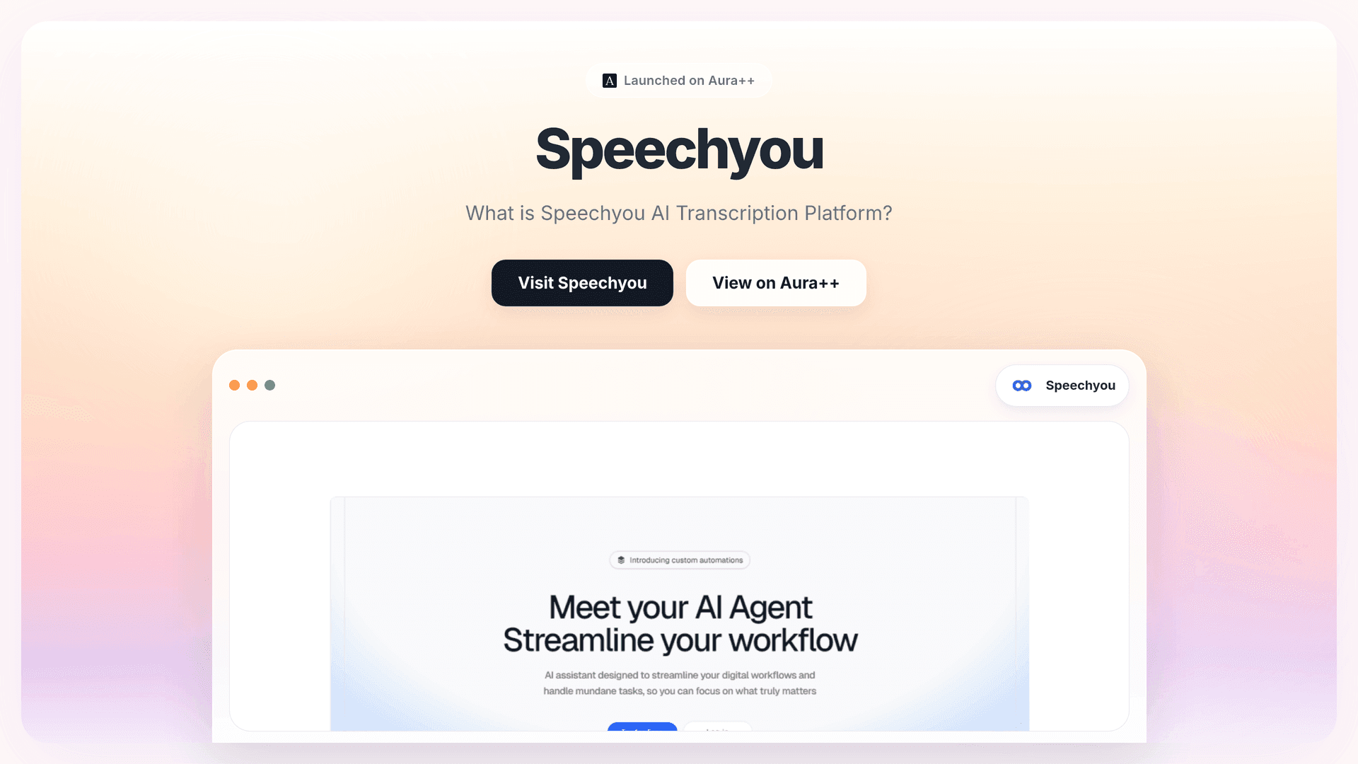 Speechyou launch story featured image on Aura++