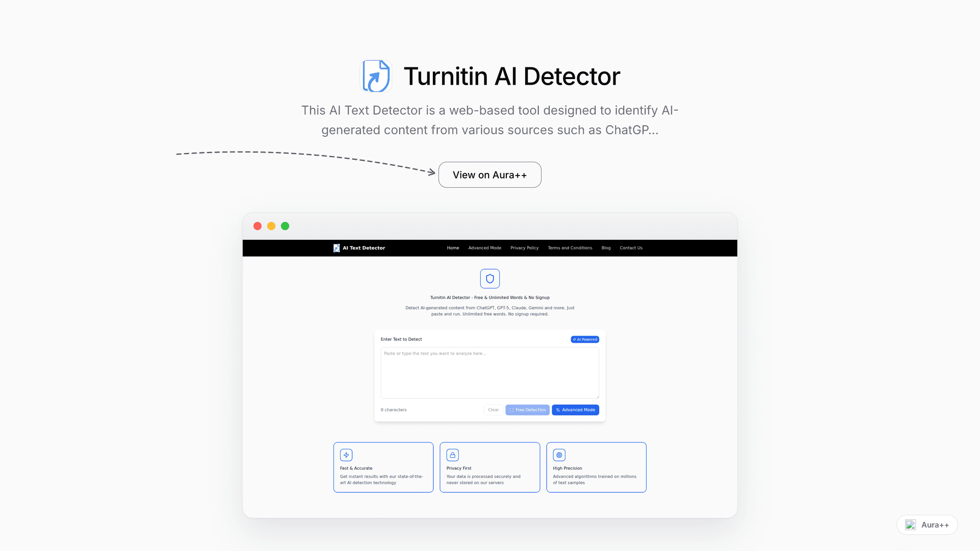 Turnitin AI Detector launch story featured image on Aura++