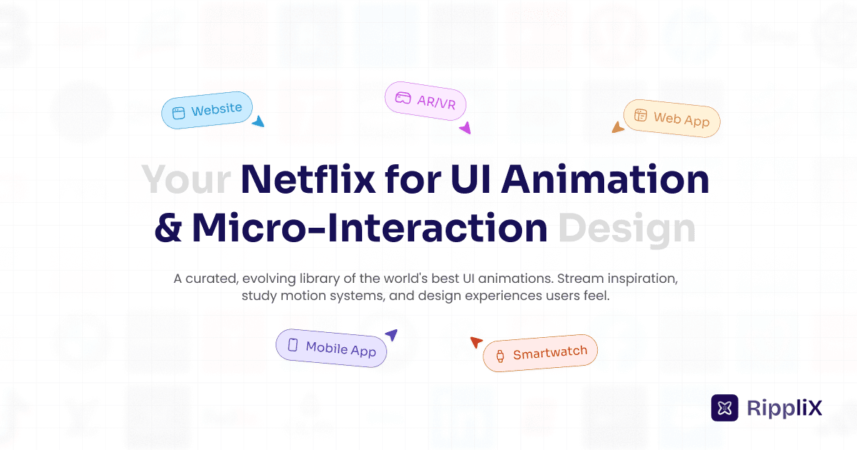 Ripplix UI Animation Library product preview for startup listing on Aura++