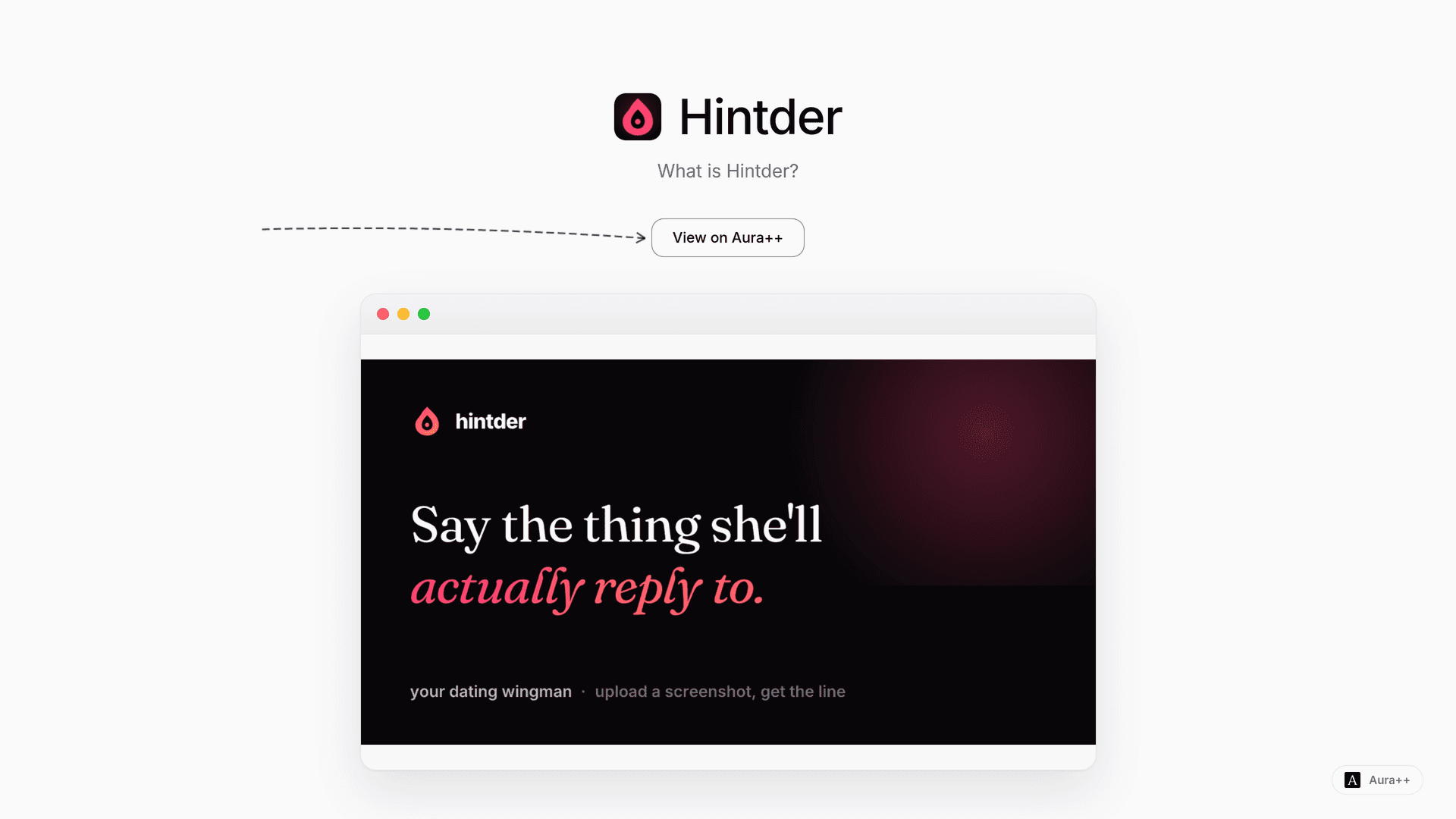 Hintder: AI Dating Profile Opener & Coach launch story featured image on Aura++