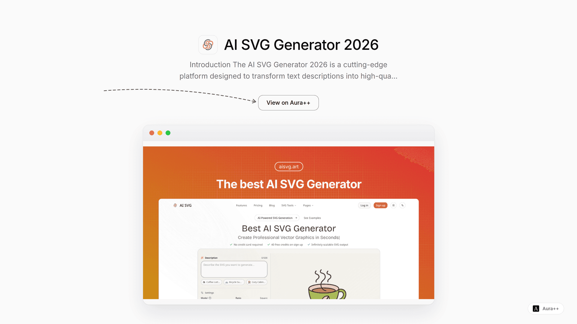 AI SVG Generator 2026 launch story featured image on Aura++