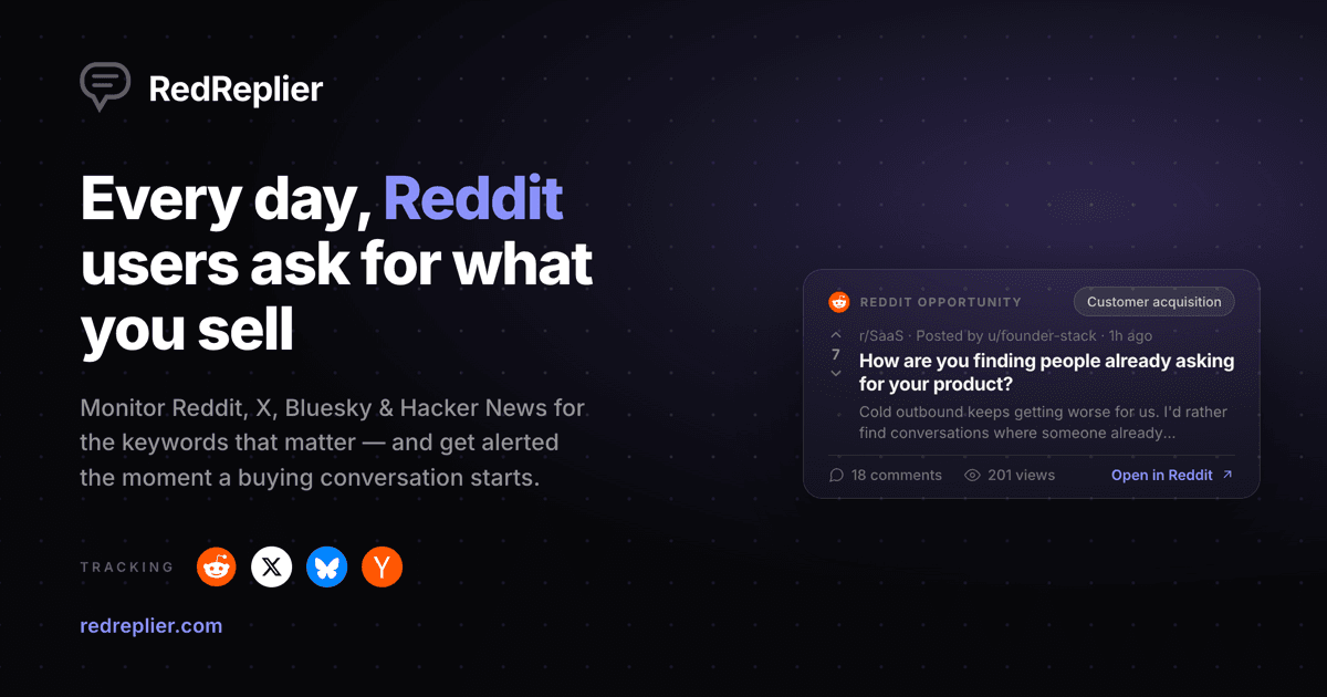 RedReplier product preview for startup listing on Aura++