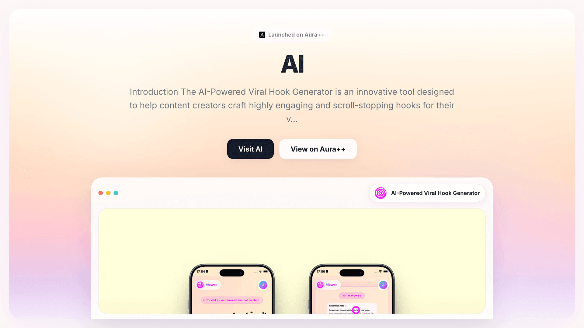 AI-Powered Viral Hook Generator launch story featured image on Aura++