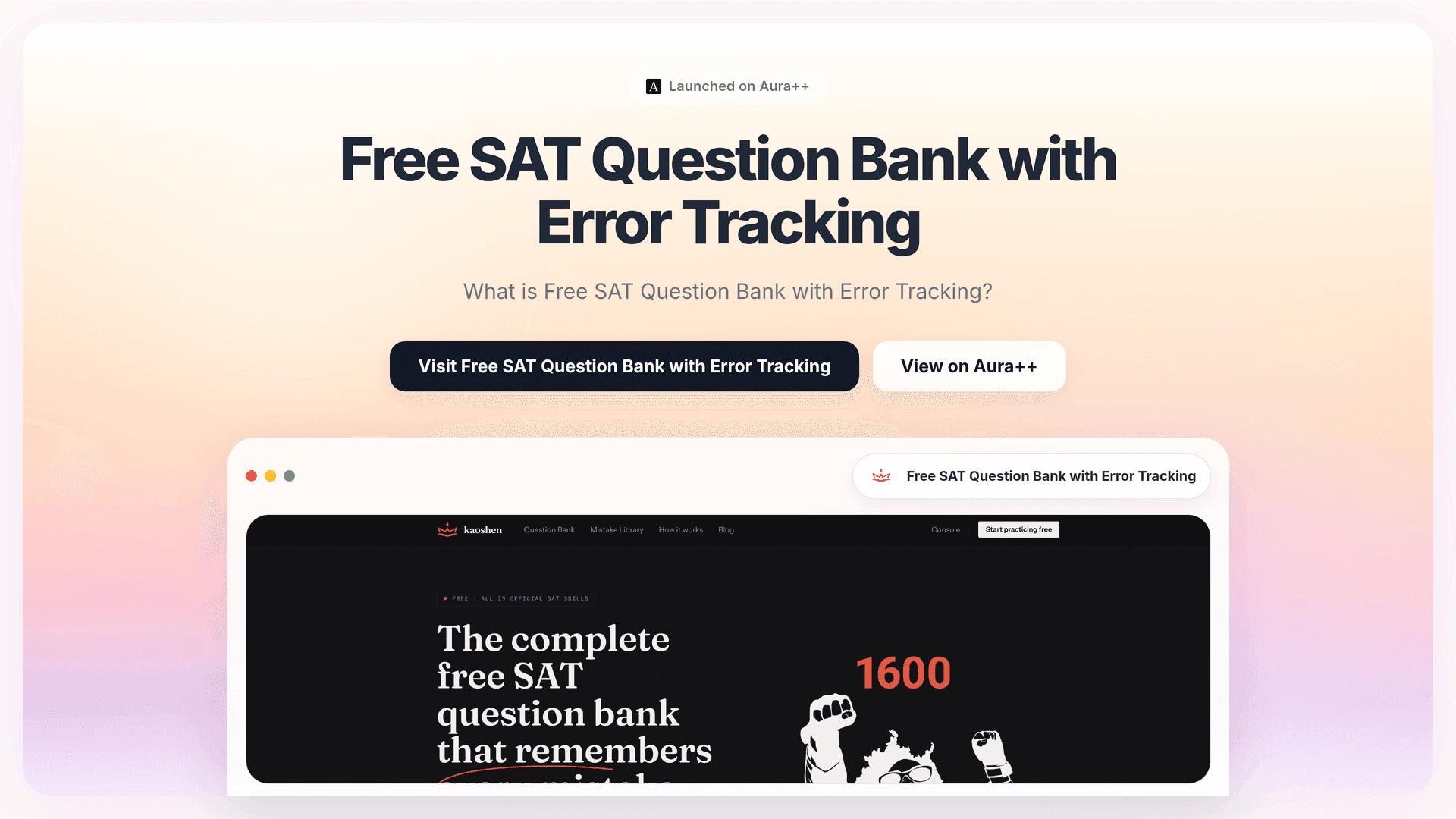 Free SAT Question Bank with Error Tracking launch story featured image on Aura++
