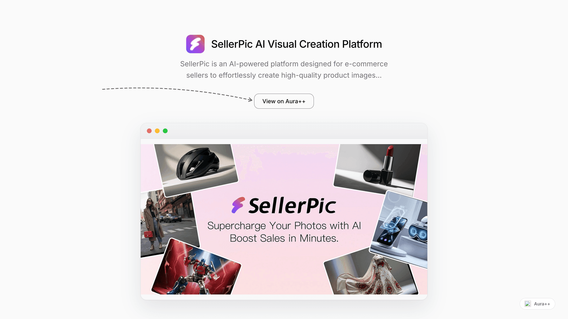 SellerPic AI Visual Creation Platform launch story featured image on Aura++