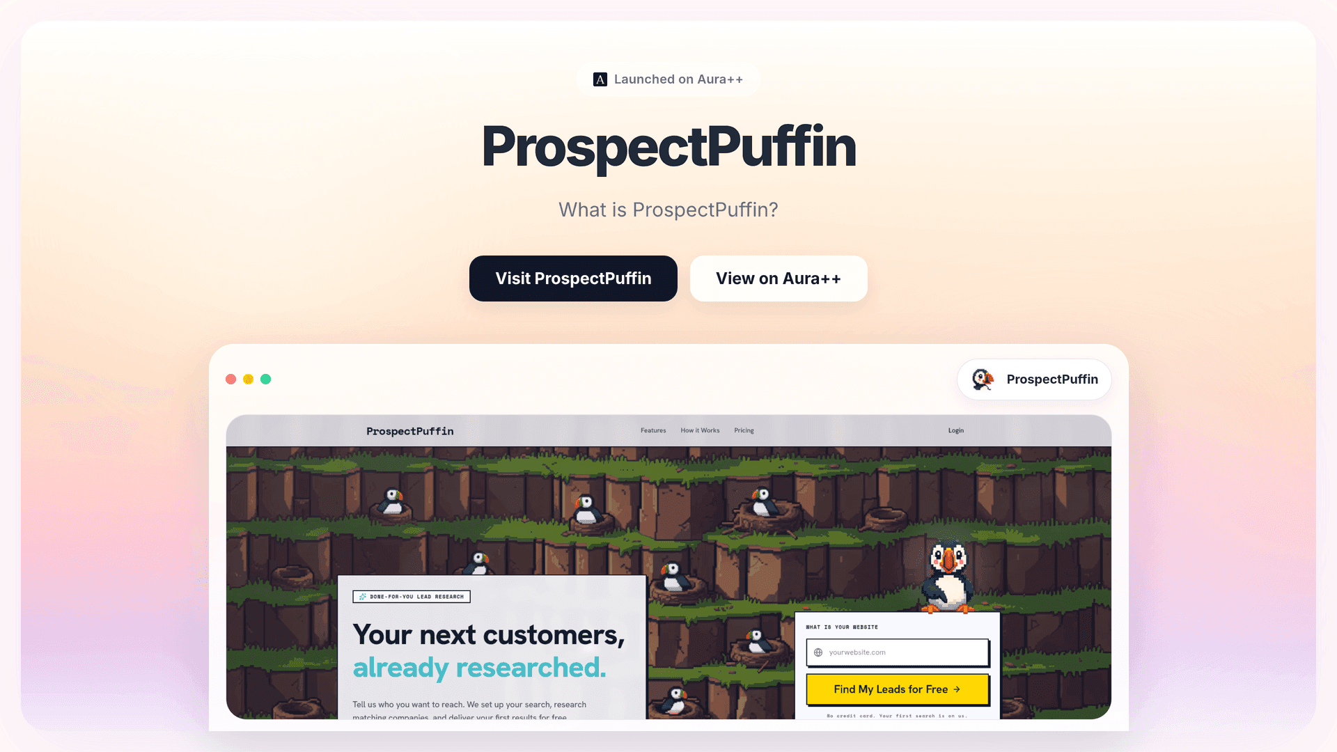 ProspectPuffin launch story featured image on Aura++