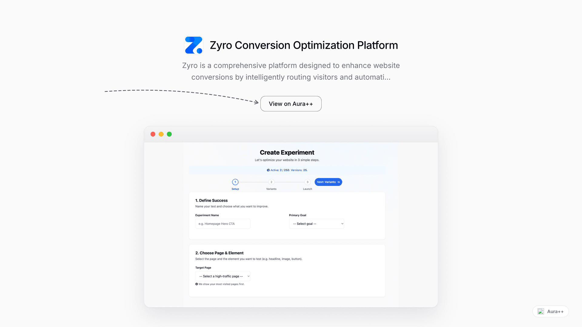 Zyro Conversion Optimization Platform launch story featured image on Aura++
