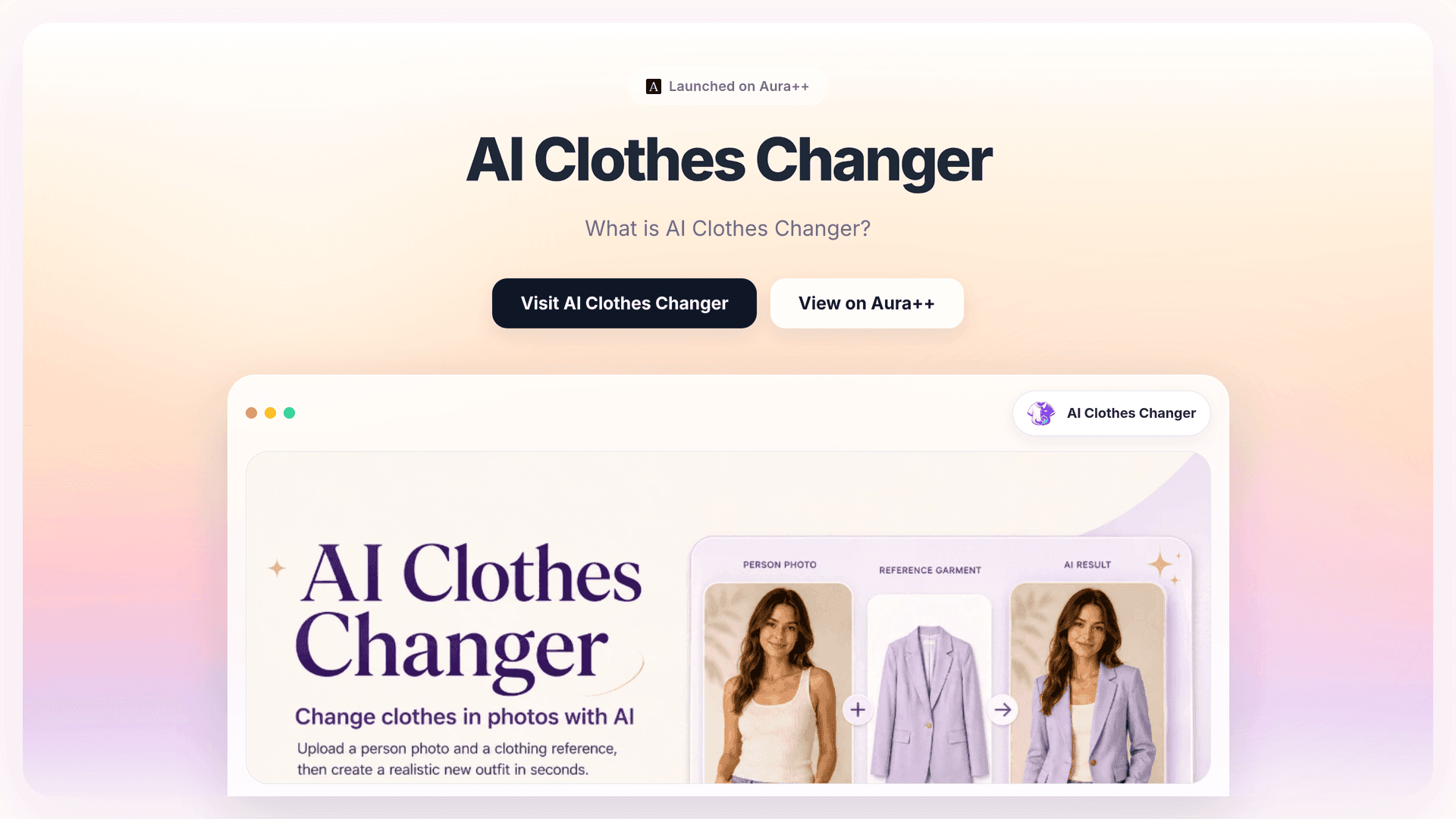 AI Clothes Changer launch story featured image on Aura++