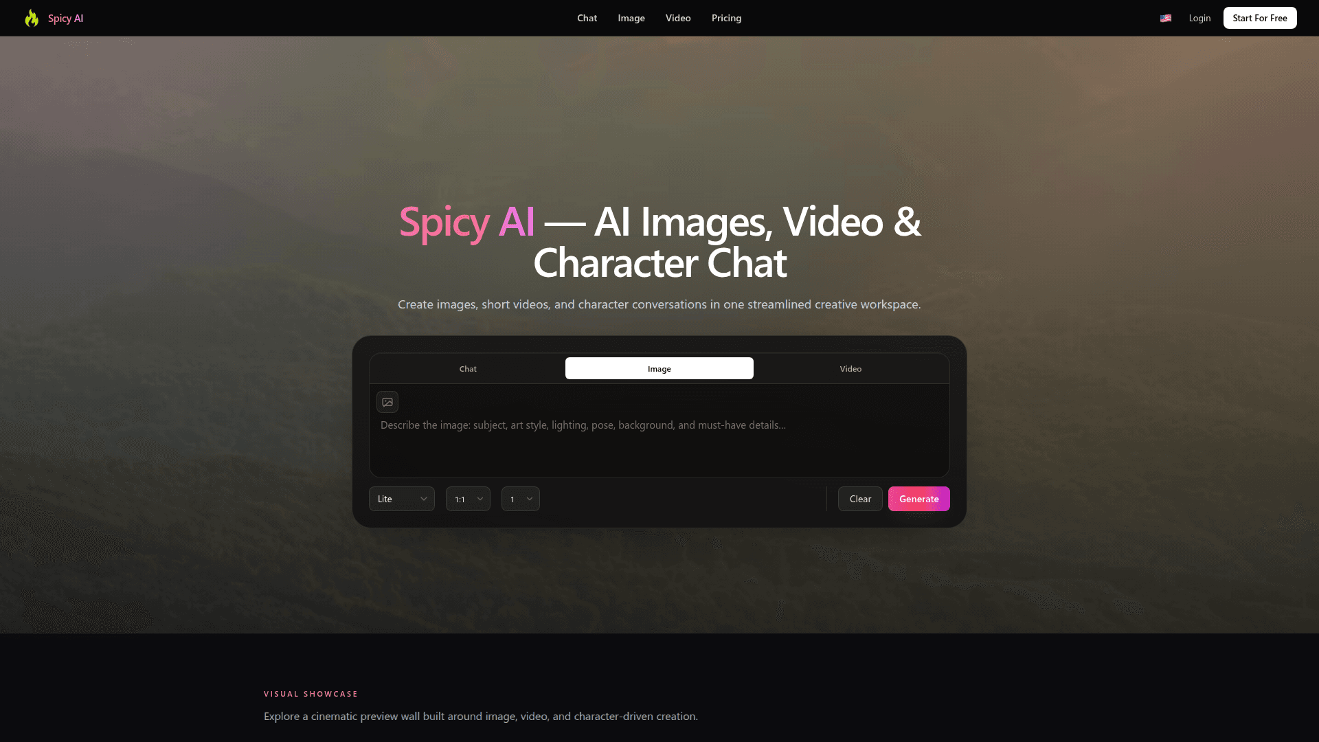 Spicy AI: Creative AI Workspace product preview for startup listing on Aura++