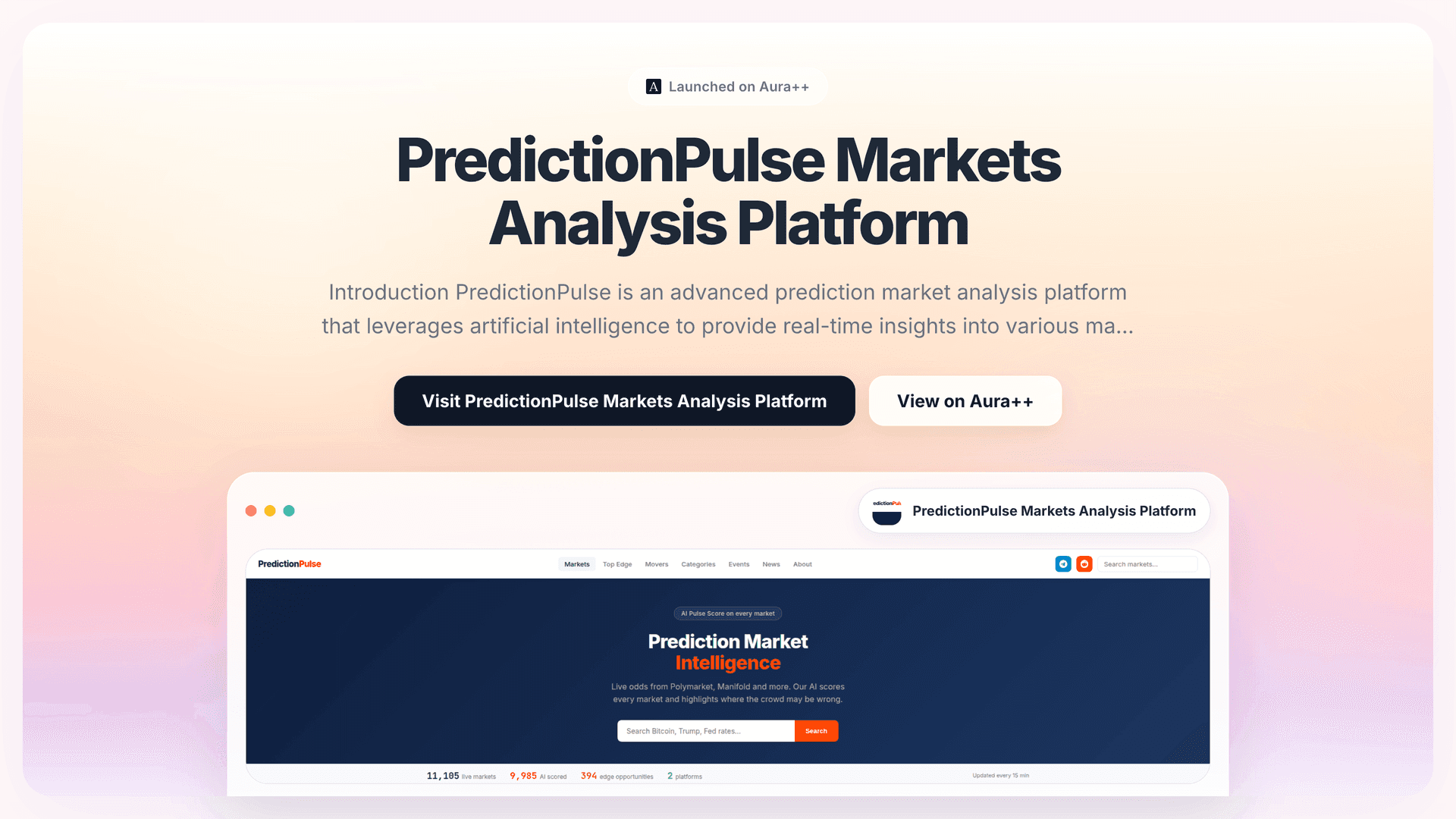 PredictionPulse Markets Analysis Platform launch story featured image on Aura++