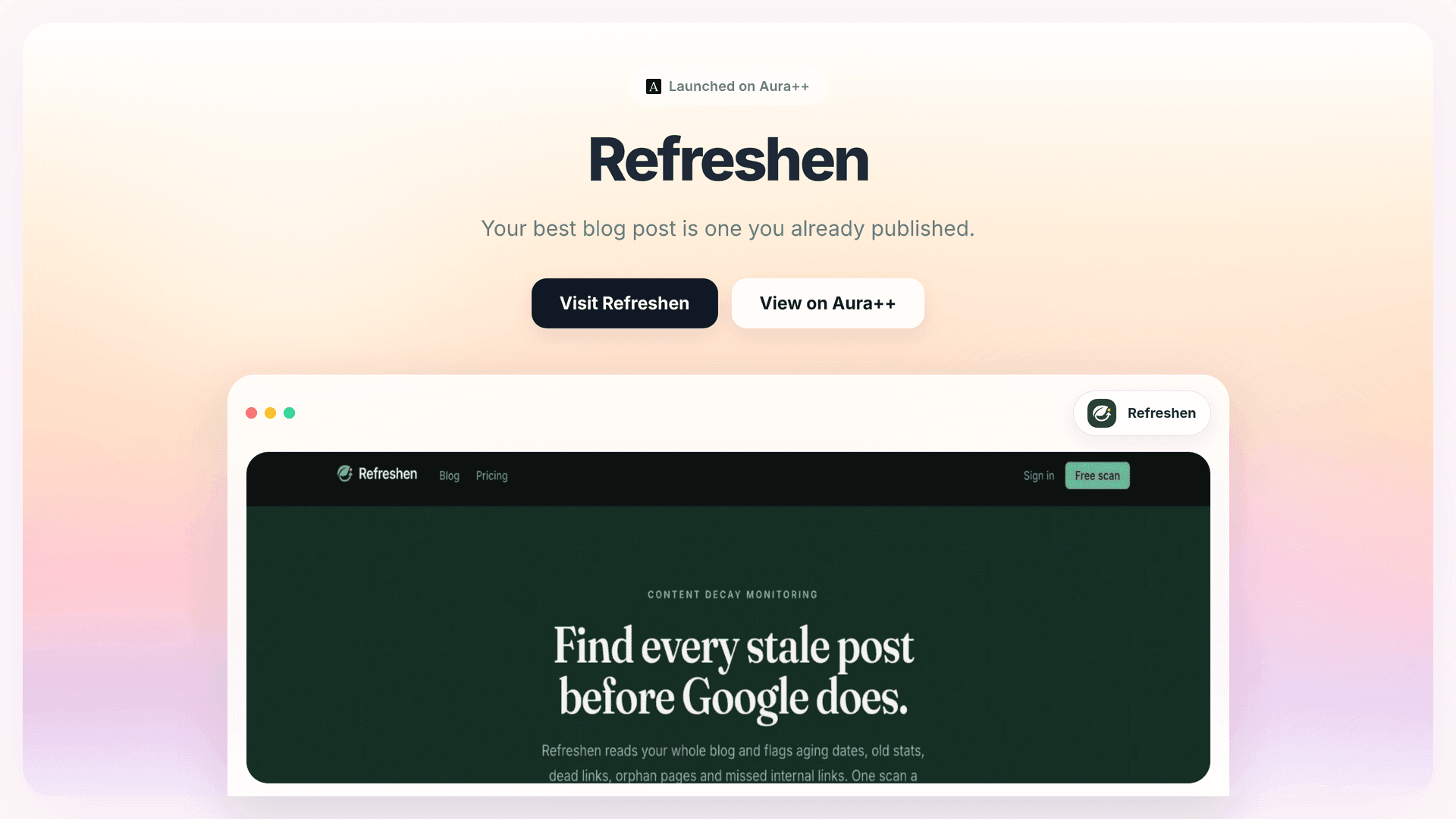 Refreshen launch story featured image on Aura++