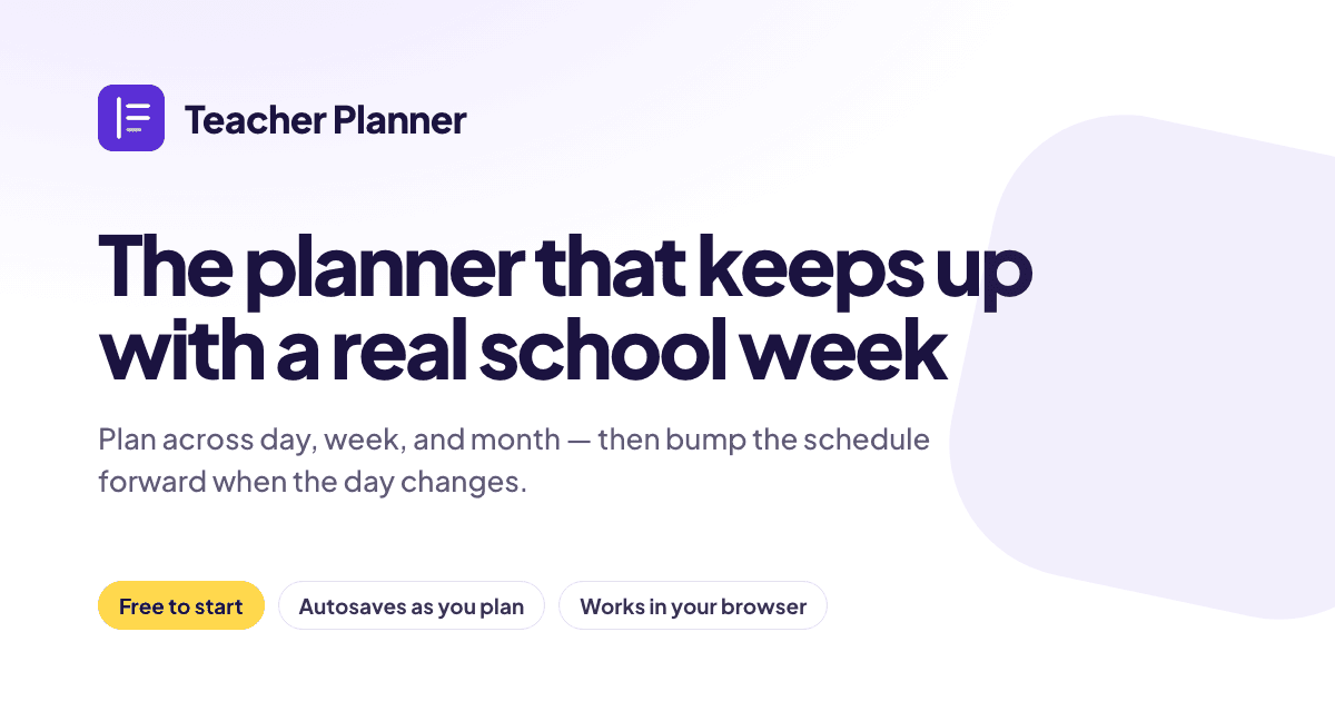 Teacher Planner product preview for startup listing on Aura++