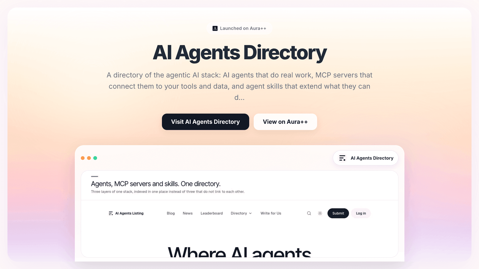 AI Agents Directory launch story featured image on Aura++