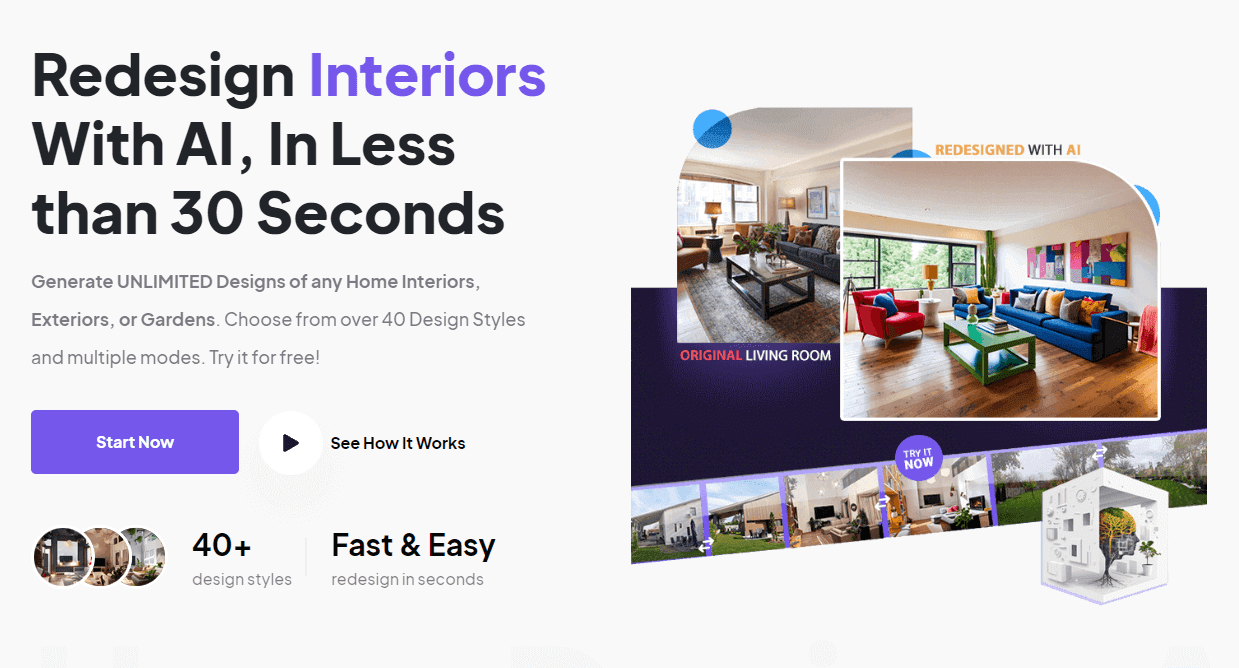 AI Home Design & Renovation Platform product preview for startup listing on Aura++