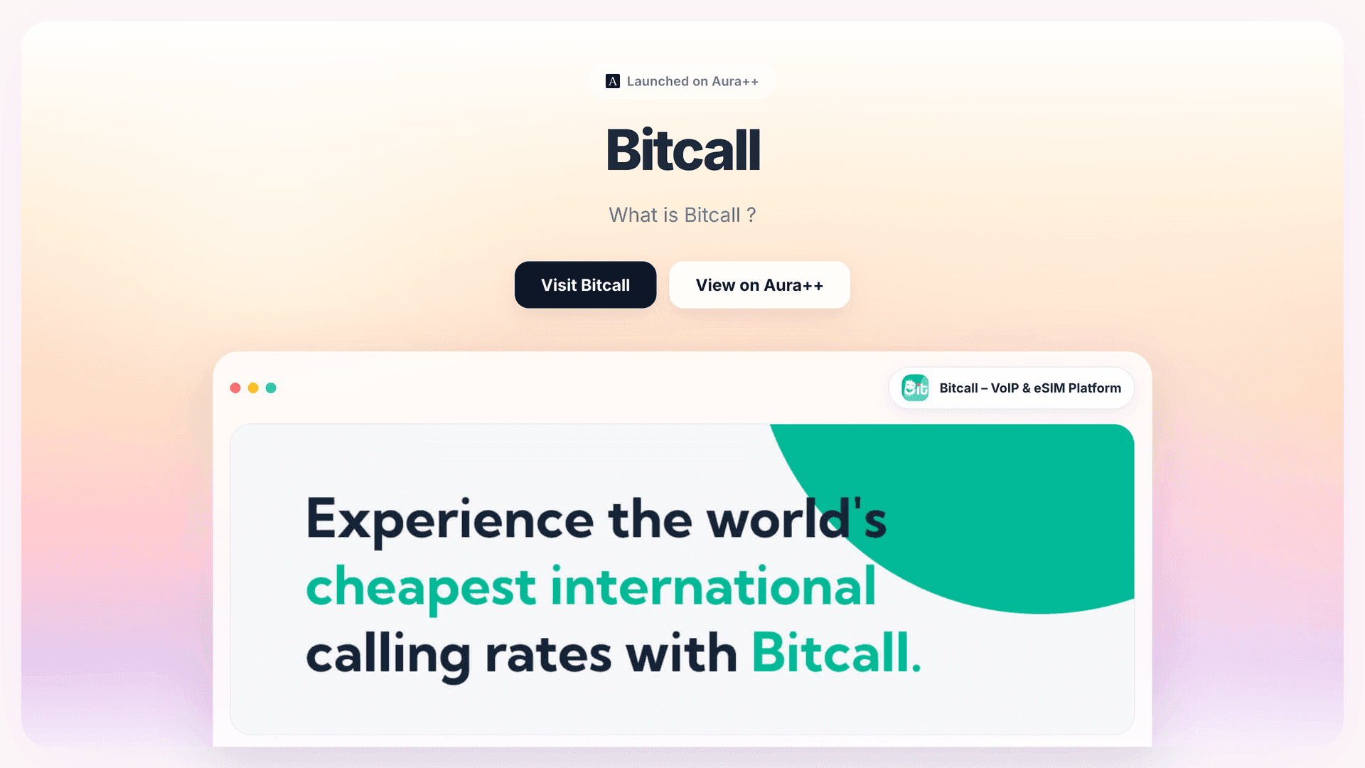 Bitcall – VoIP & eSIM Platform launch story featured image on Aura++