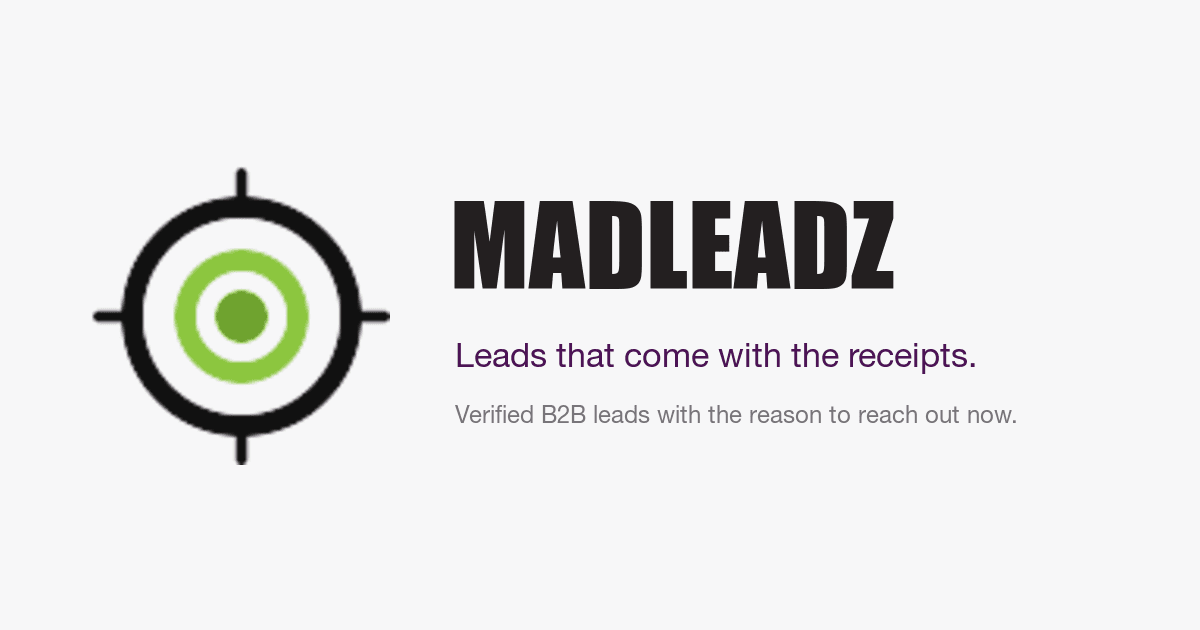 MadLeadz Verified B2B Lead Service product preview for startup listing on Aura++
