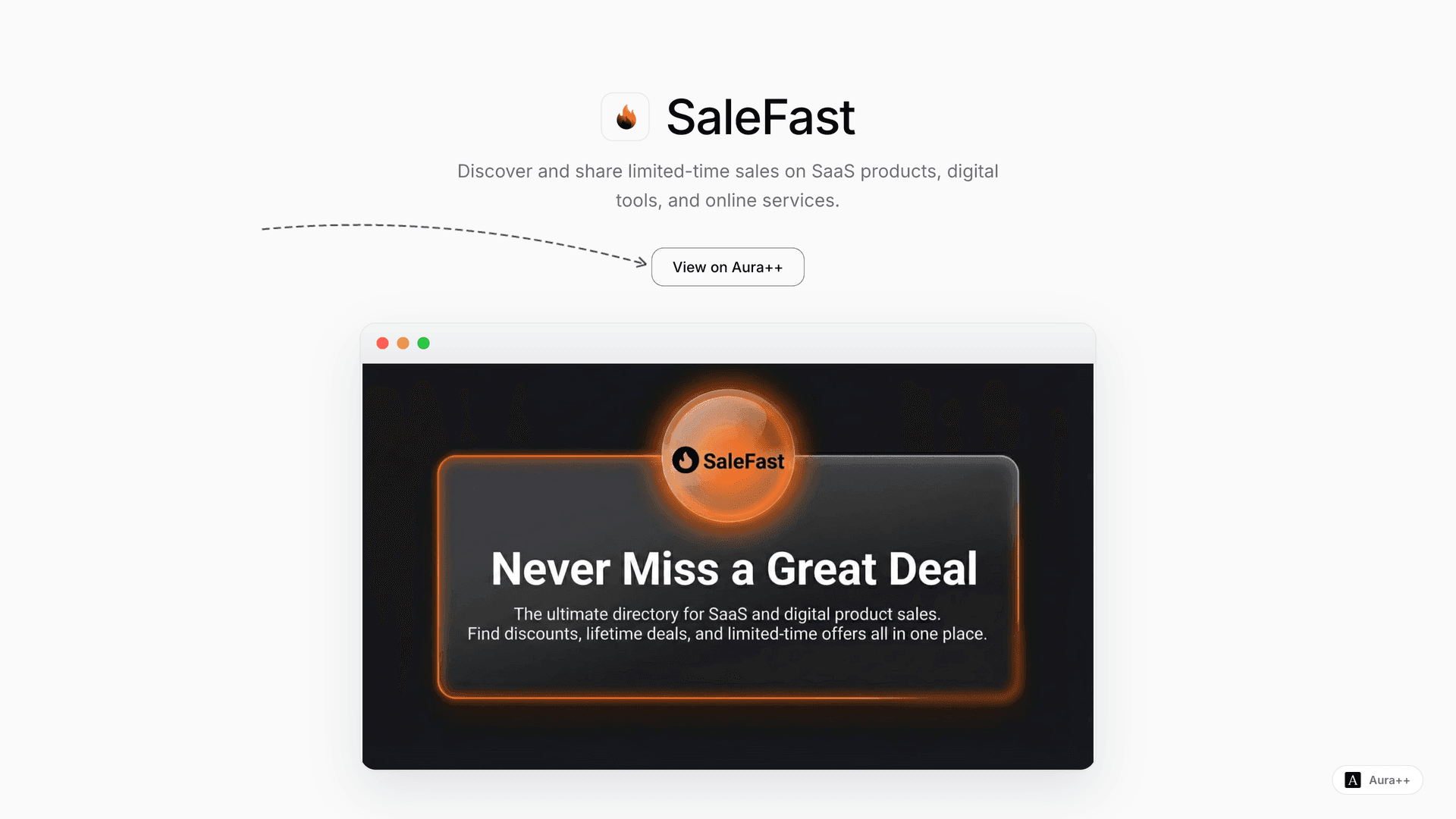 SaleFast launch story featured image on Aura++
