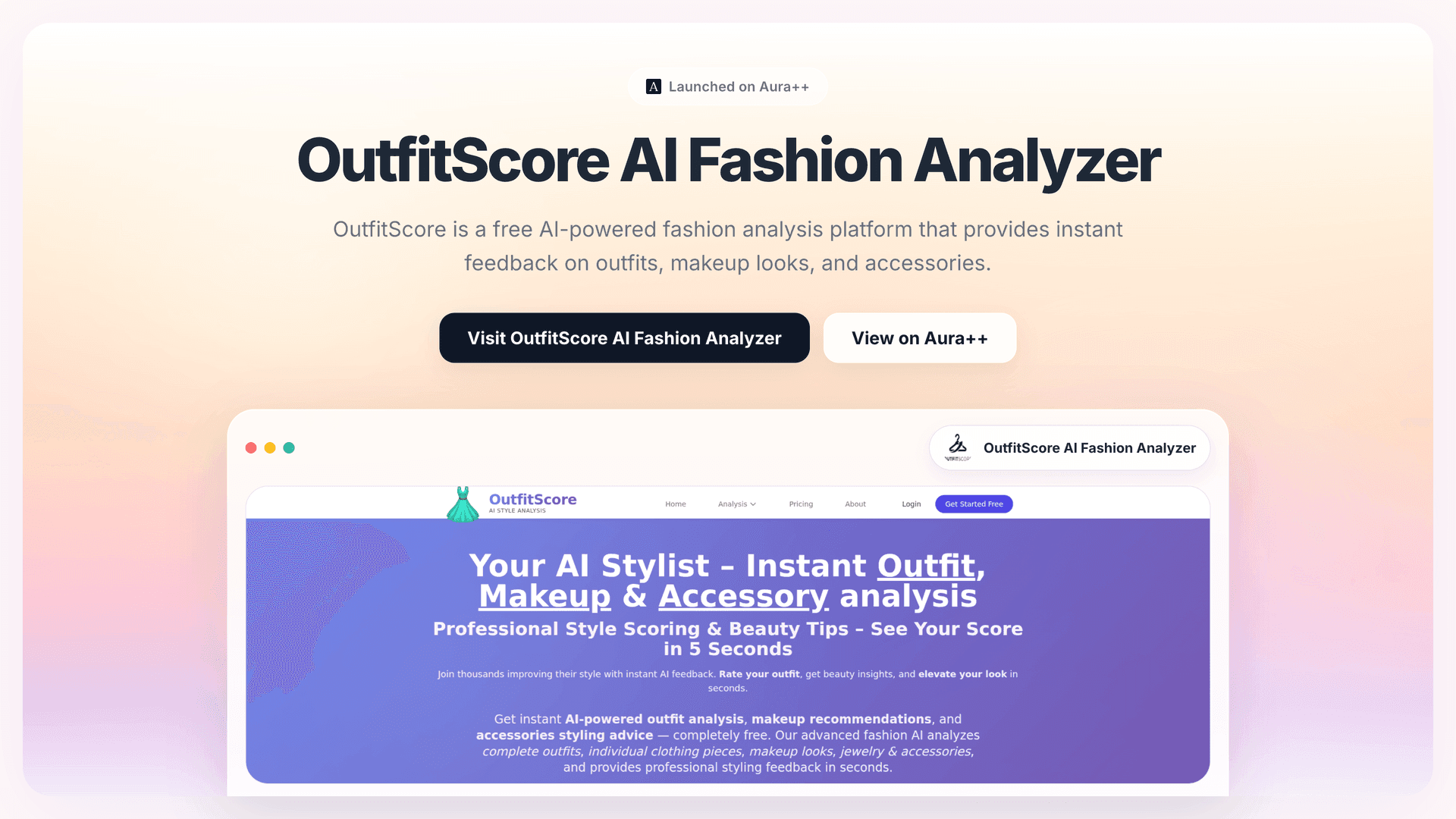 OutfitScore AI Fashion Analyzer launch story featured image on Aura++