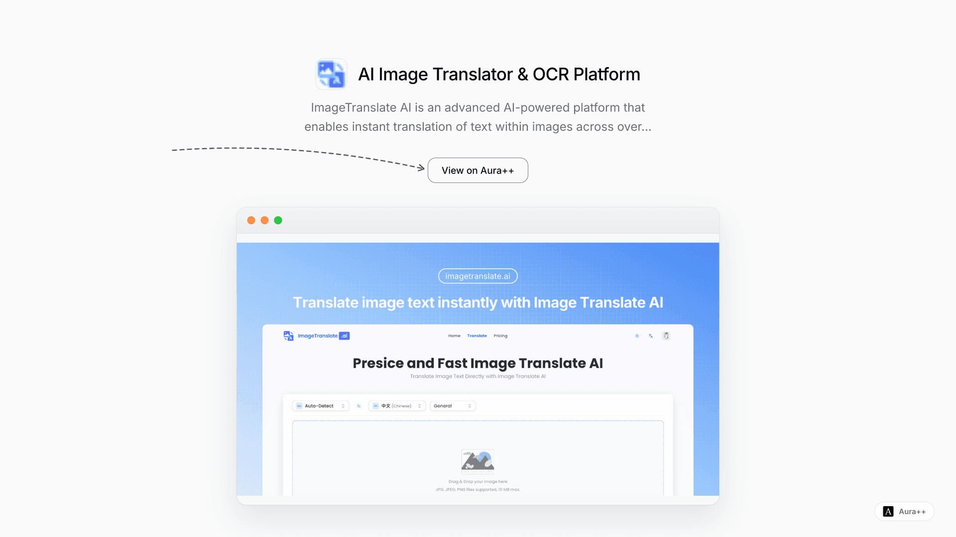 AI Image Translator & OCR Platform launch story featured image on Aura++