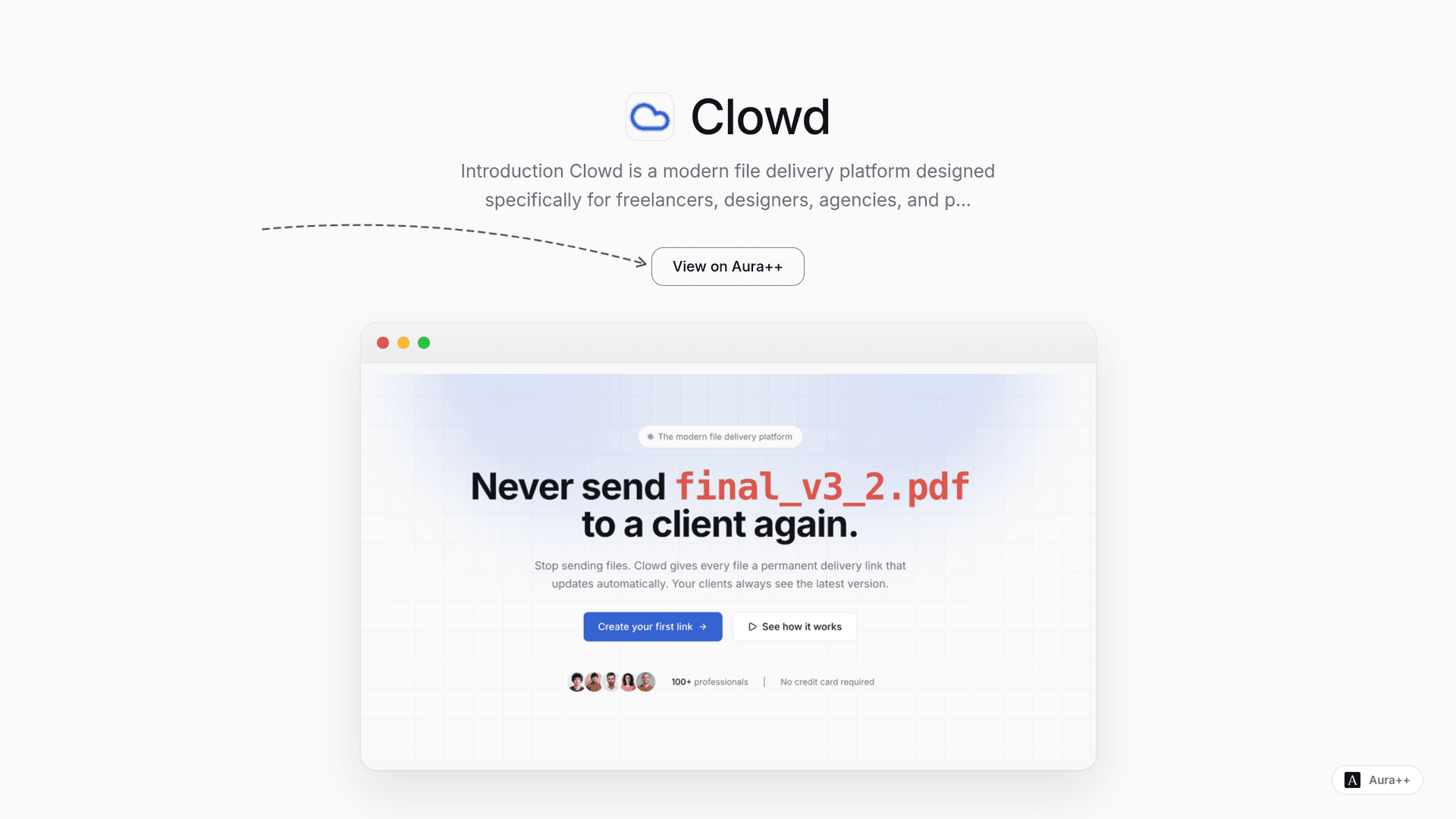 Clowd - Permanent Links for Files, Websites and Anything You Share launch featured image on Aura++
