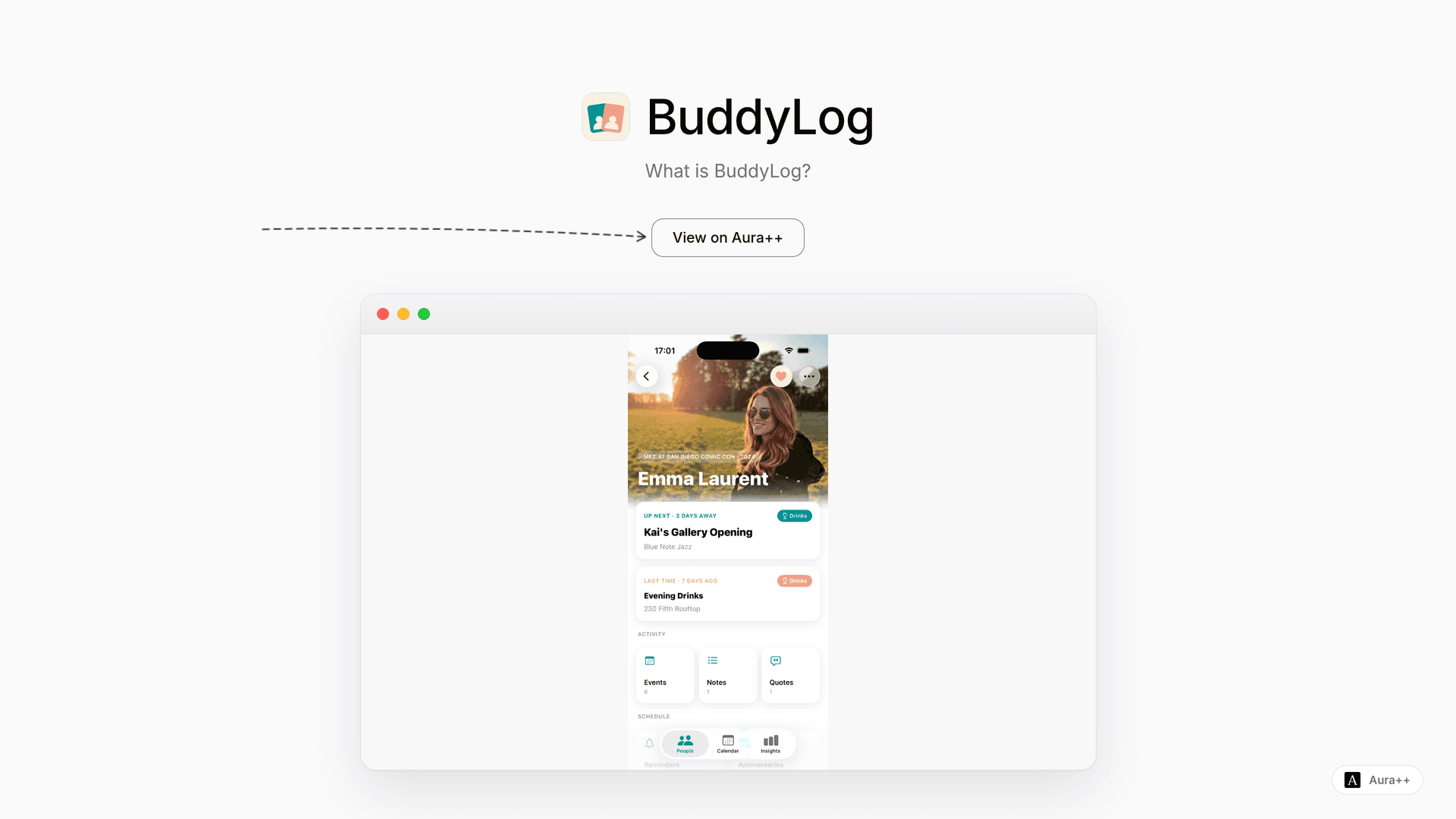 BuddyLog - Friendship Journaling App for iOS launch story featured image on Aura++