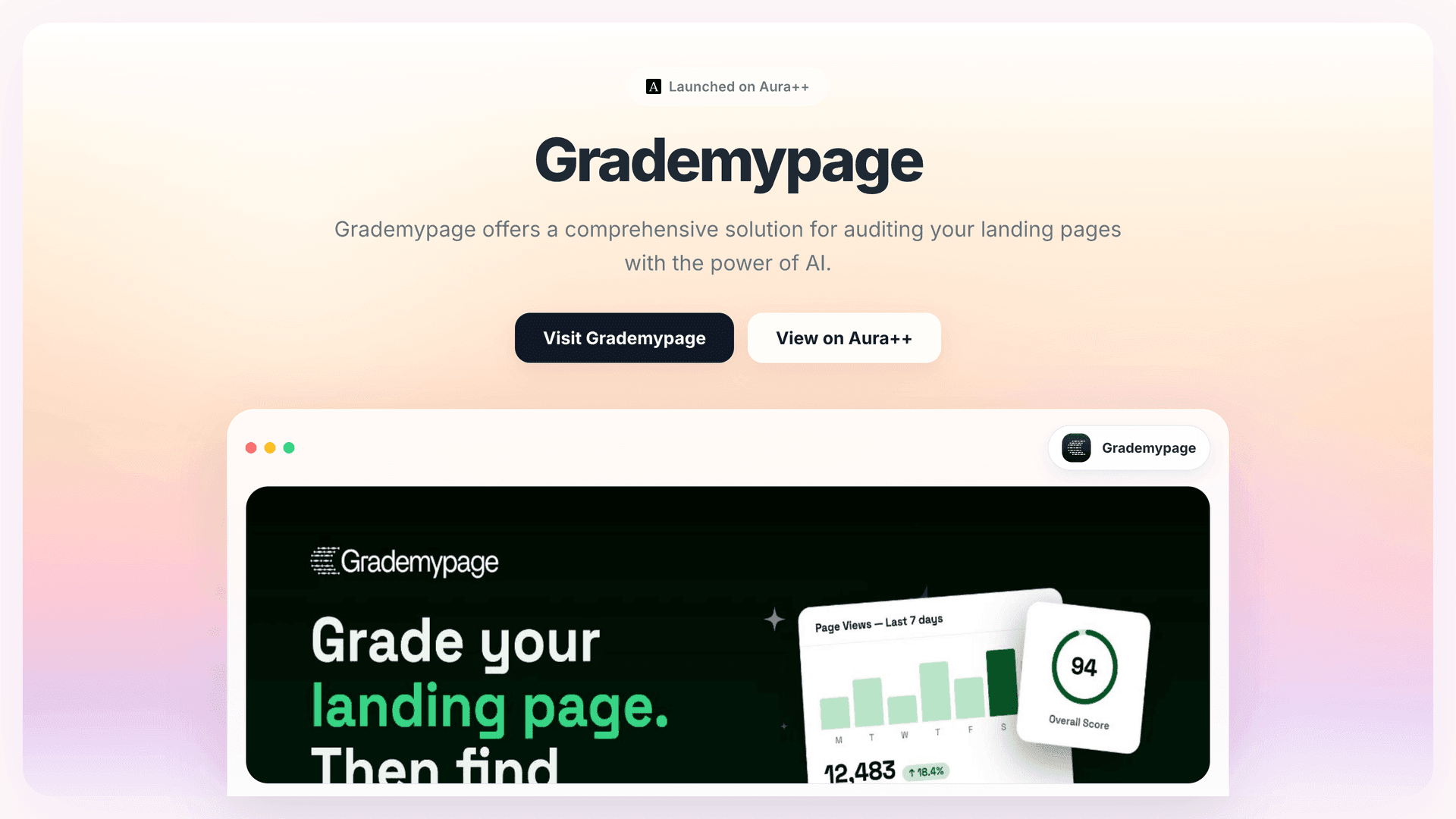 Grademypage launch story featured image on Aura++