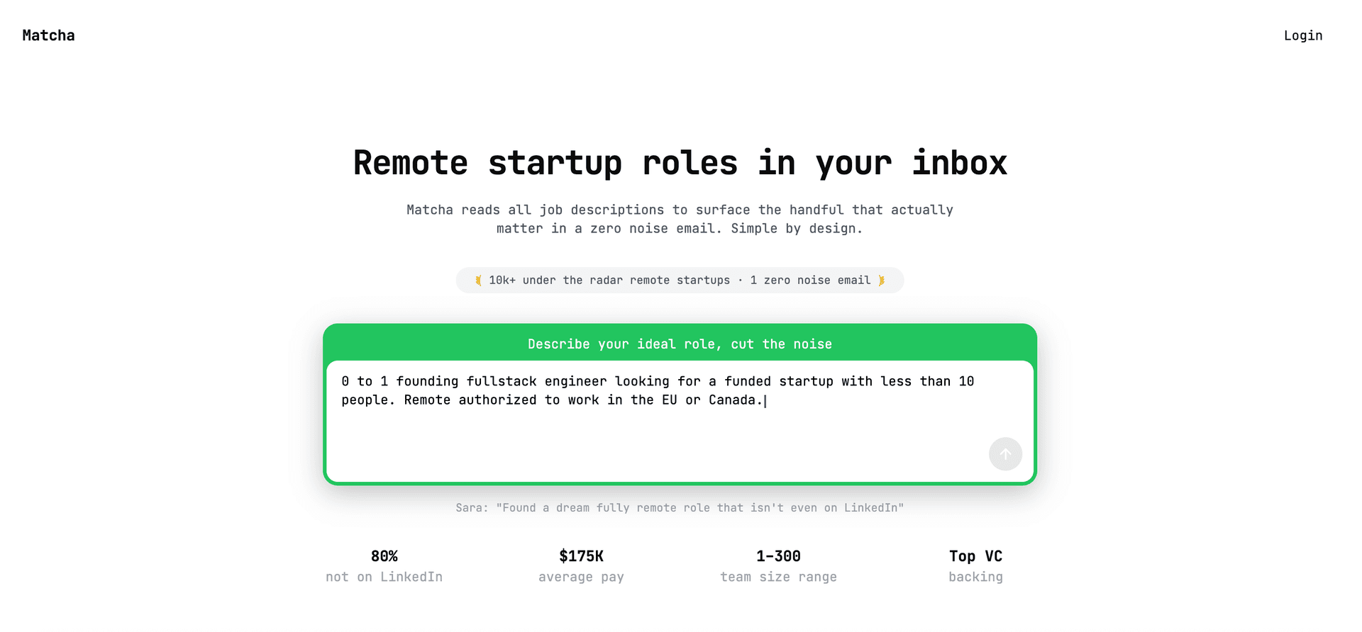 Matcha.fm product preview for startup listing on Aura++