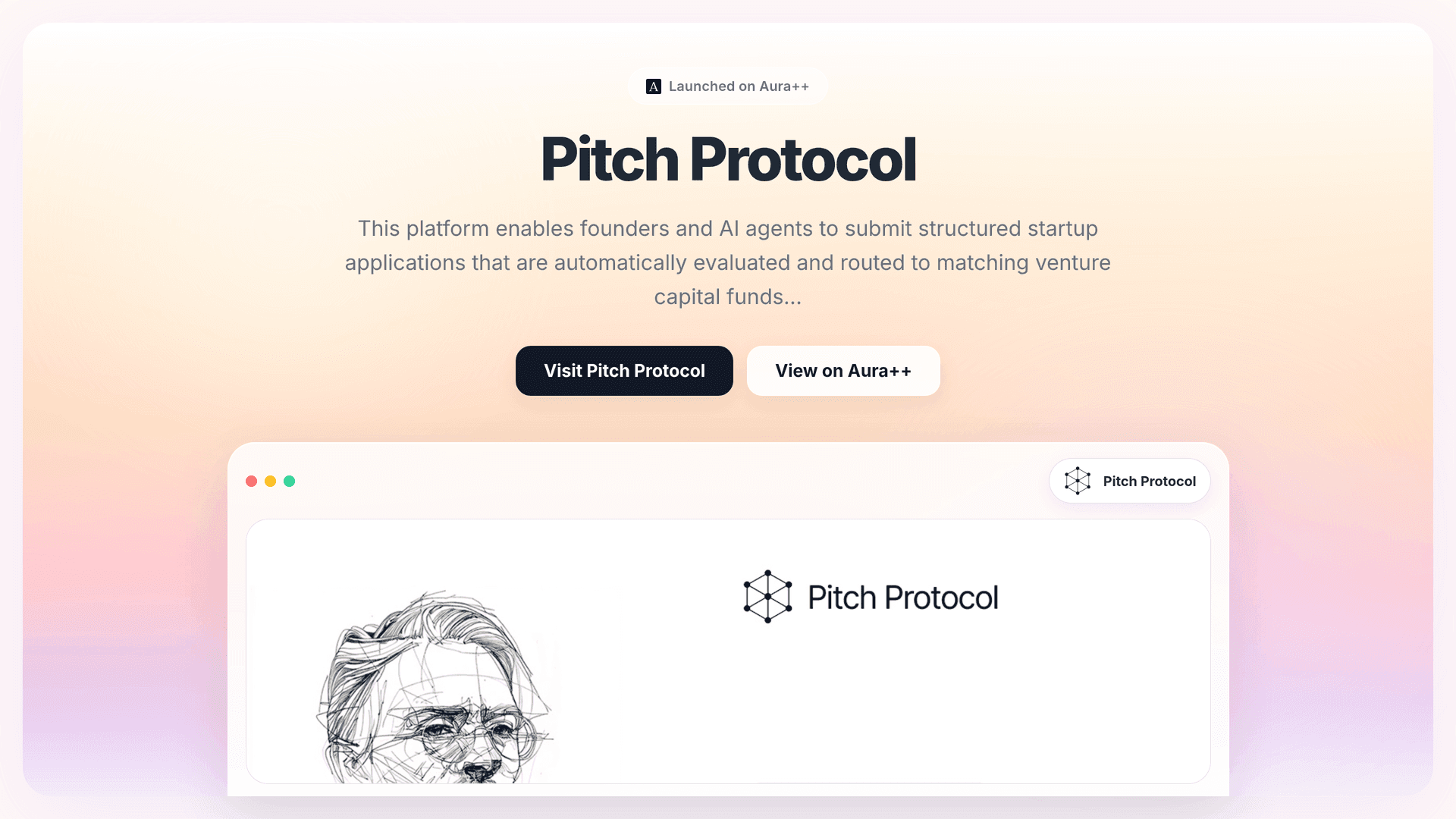 Pitch Protocol launch story featured image on Aura++