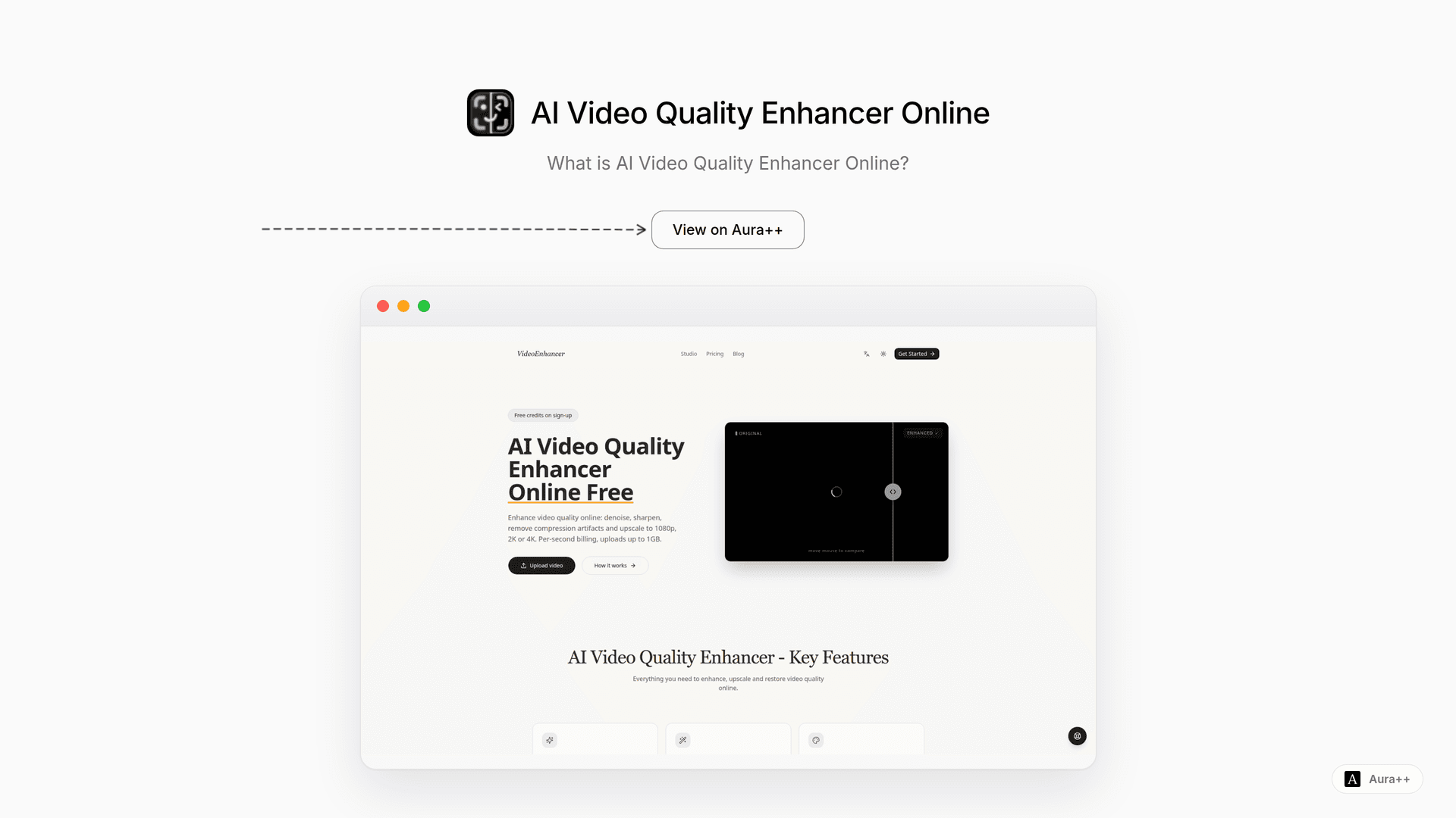 AI Video Quality Enhancer Online launch story featured image on Aura++