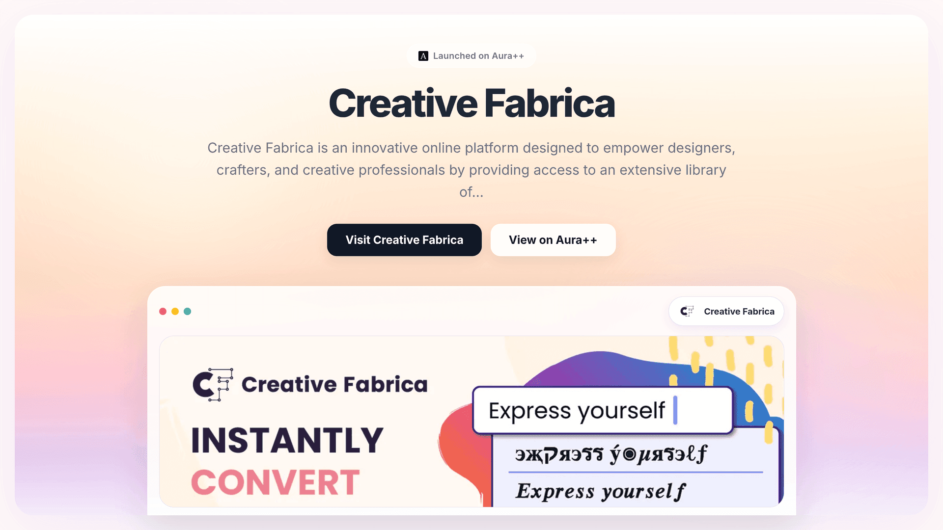 Creative Fabrica launch story featured image on Aura++