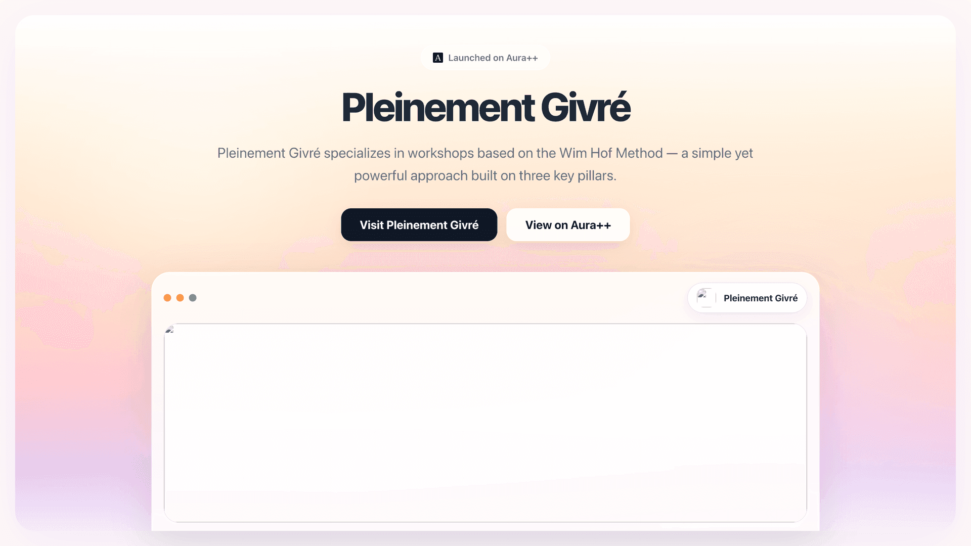 Pleinement Givré launch story featured image on Aura++