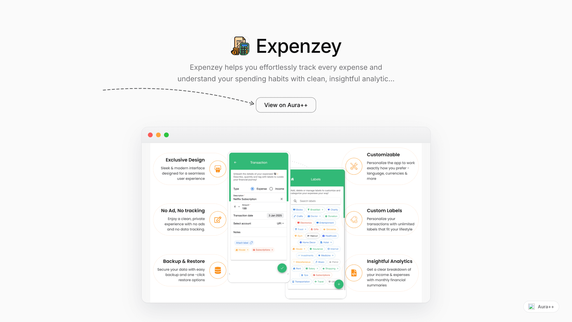 Expenzey launch story featured image on Aura++