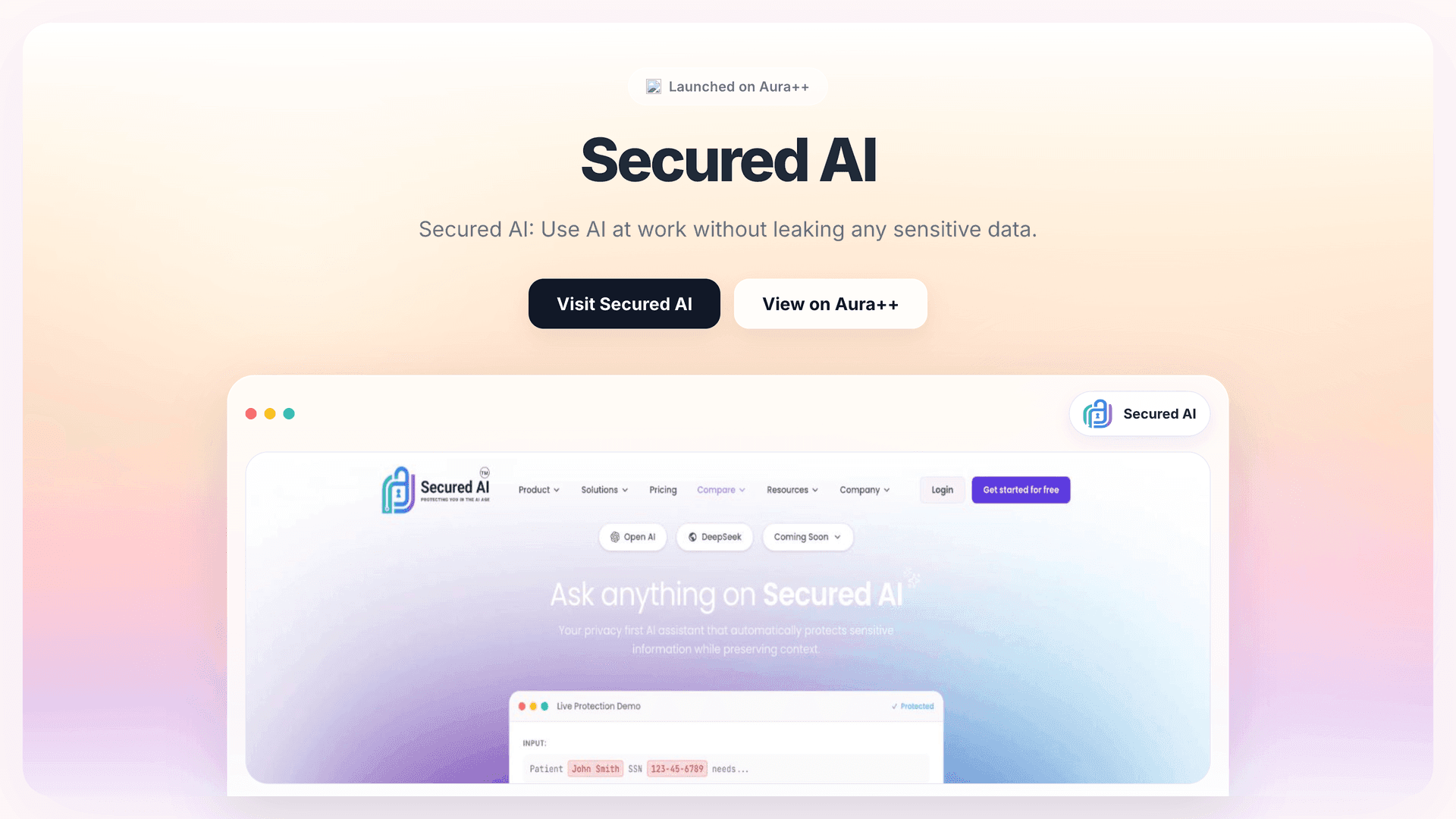 Secured AI launch story featured image on Aura++