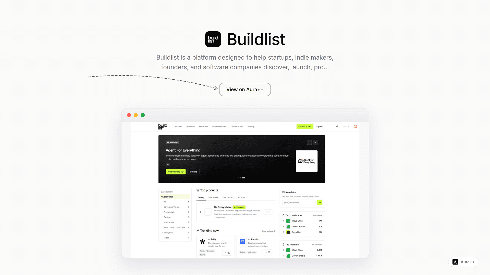 Buildlist launch story featured image on Aura++