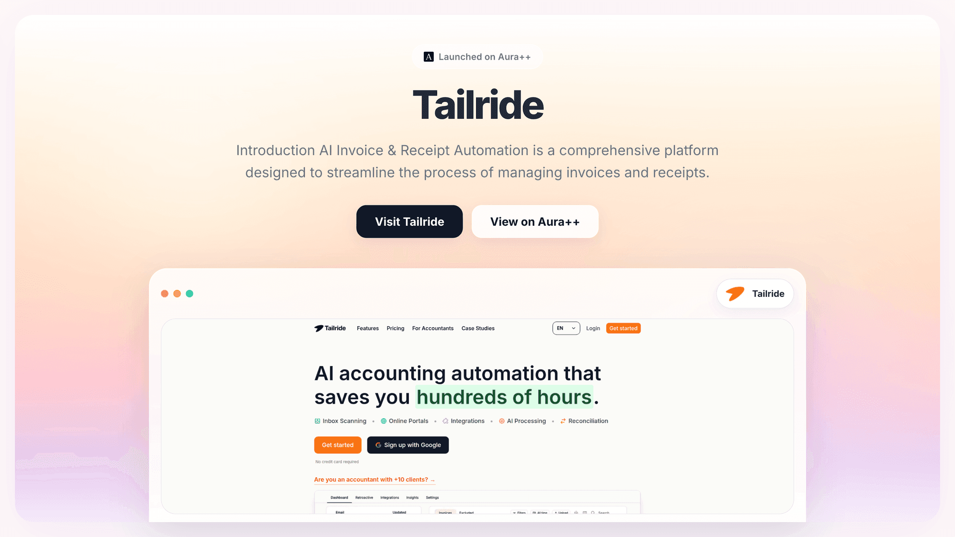 Tailride launch story featured image on Aura++