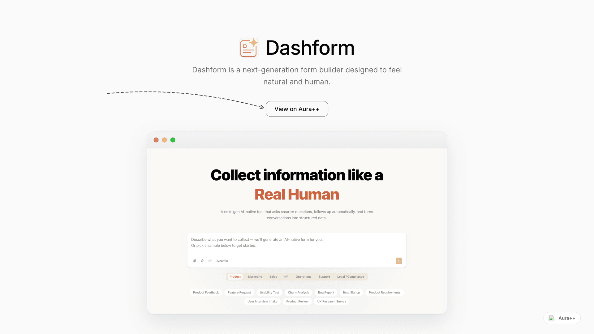 Dashform launch story featured image on Aura++