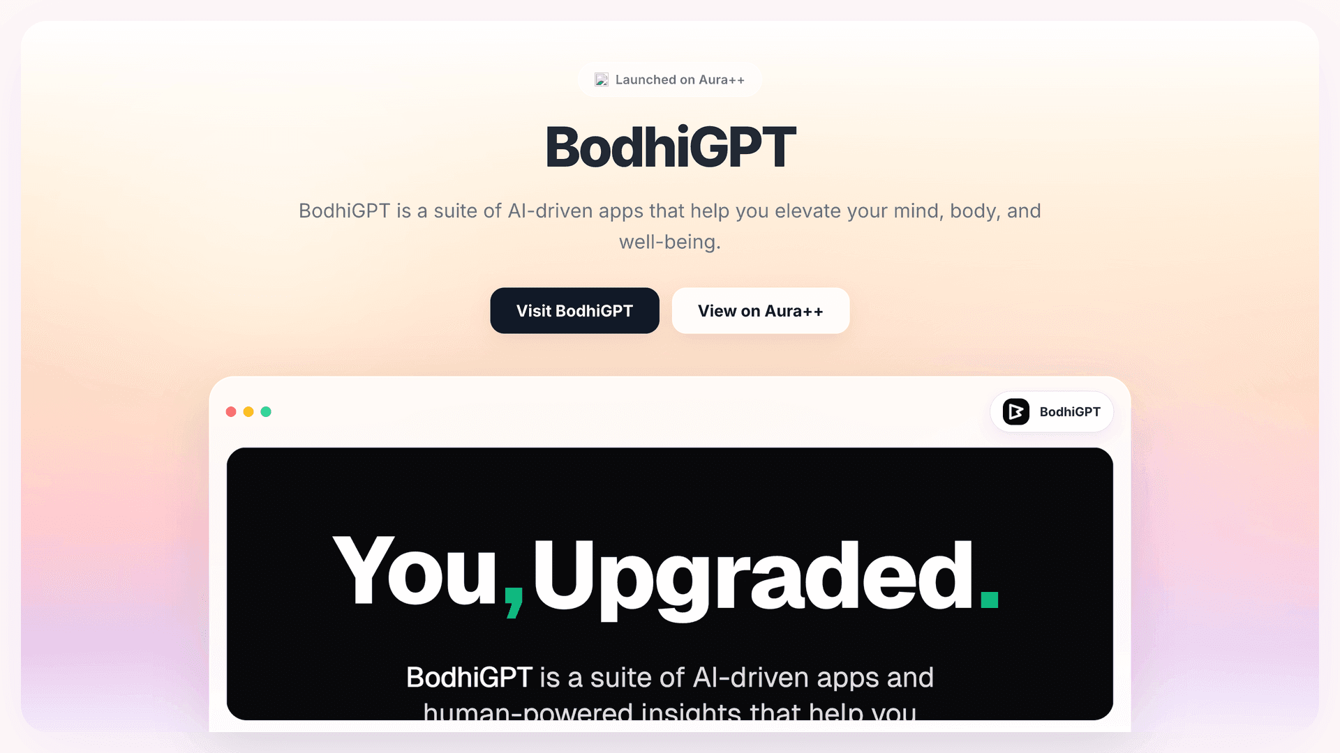 BodhiGPT launch story featured image on Aura++