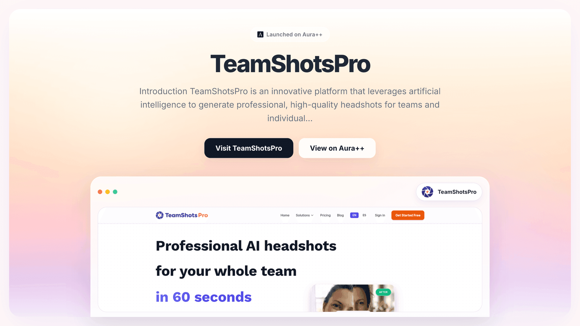 TeamShotsPro launch story featured image on Aura++