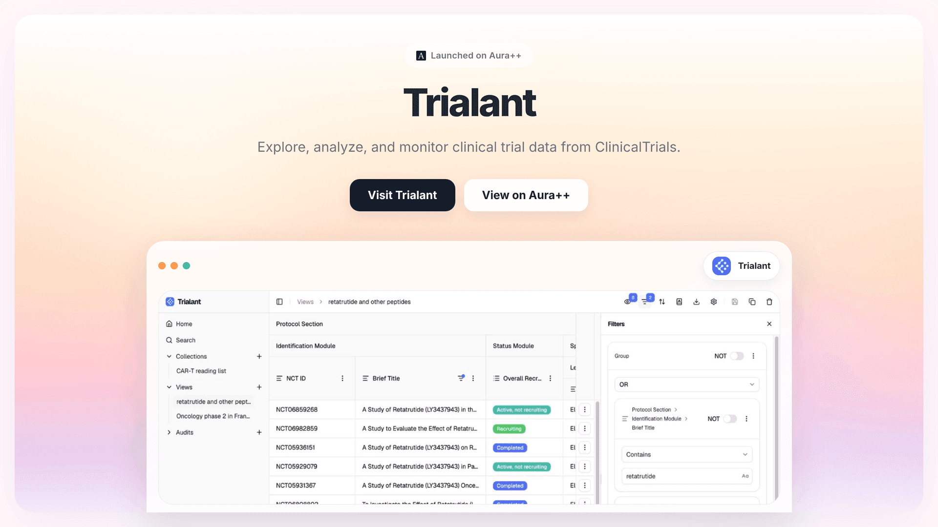 Trialant launch story featured image on Aura++