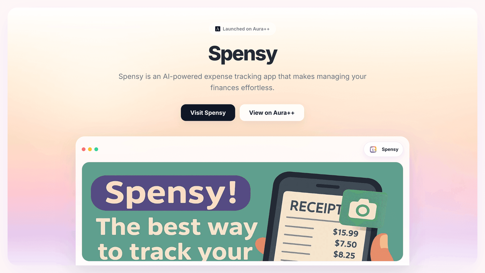 Spensy launch story featured image on Aura++