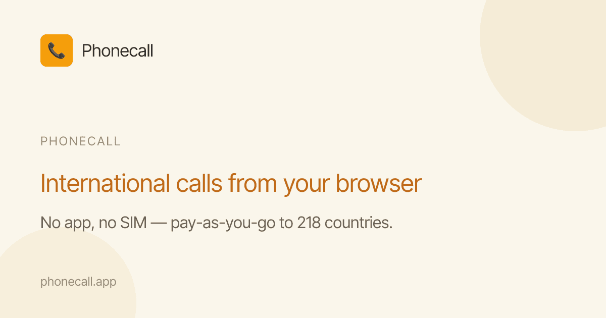 Browser-Based International Calling Service product preview for startup listing on Aura++