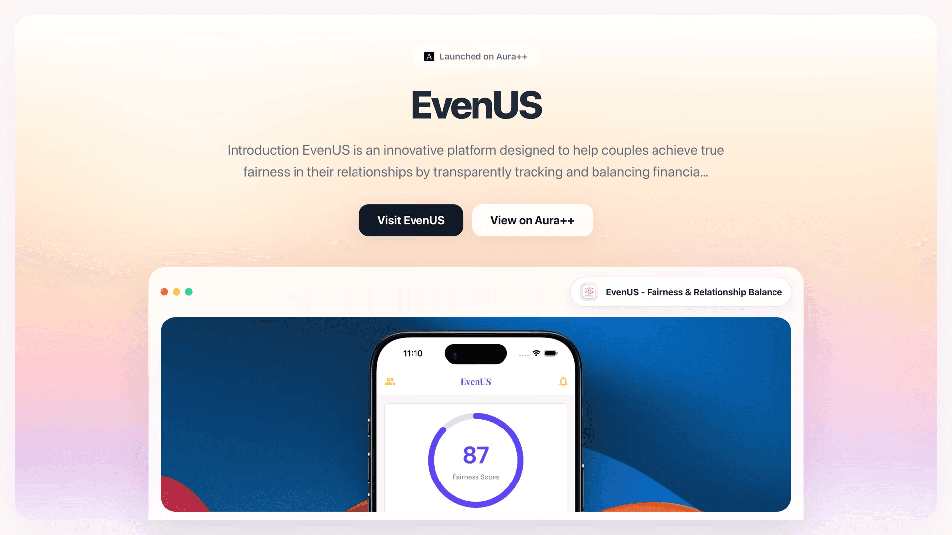 EvenUS - Fairness & Relationship Balance launch story featured image on Aura++