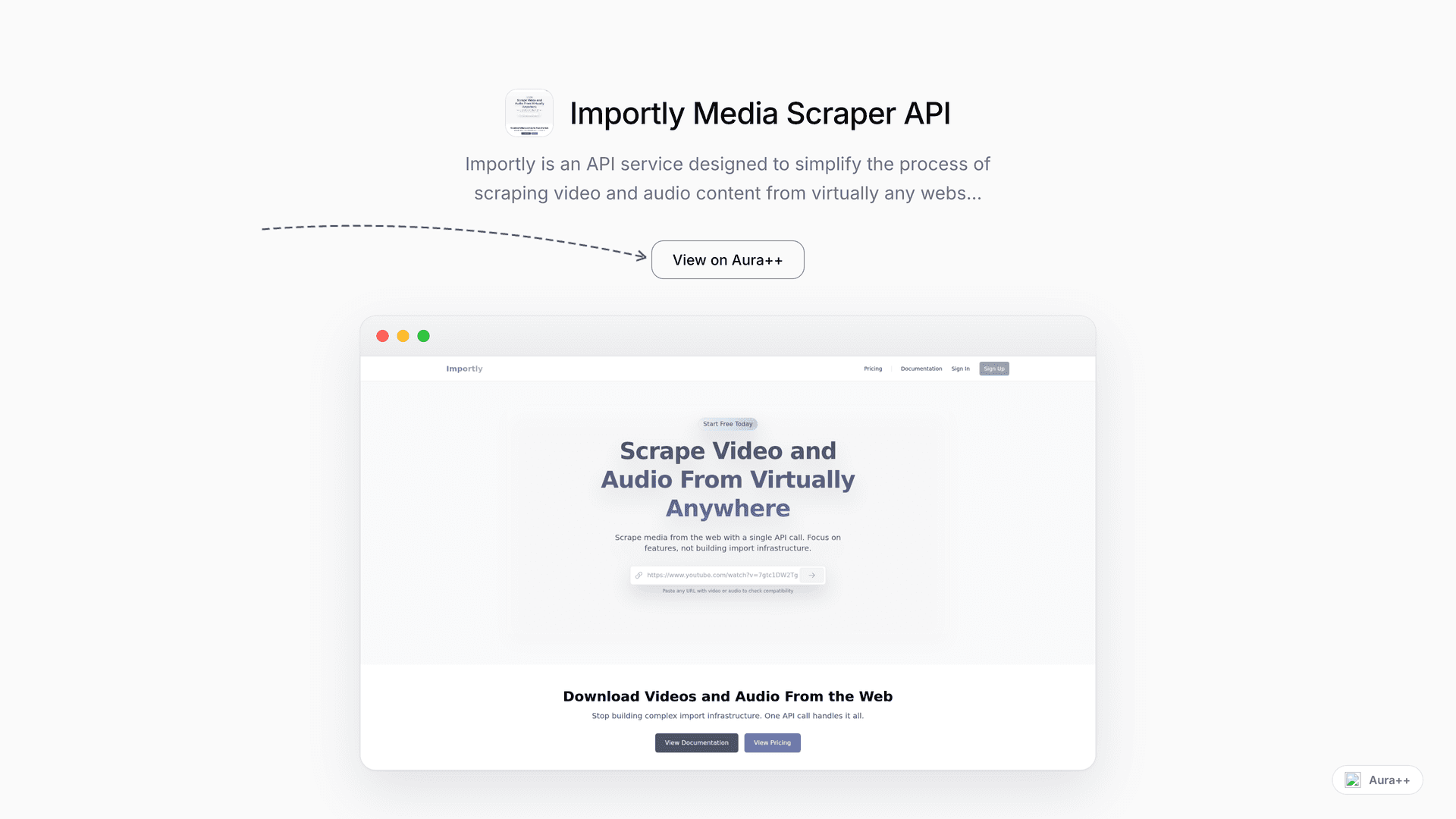 Importly Media Scraper API launch story featured image on Aura++
