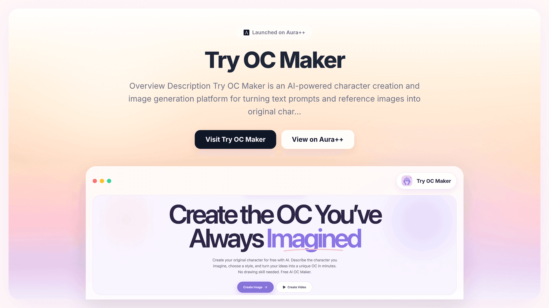 Try OC Maker launch story featured image on Aura++