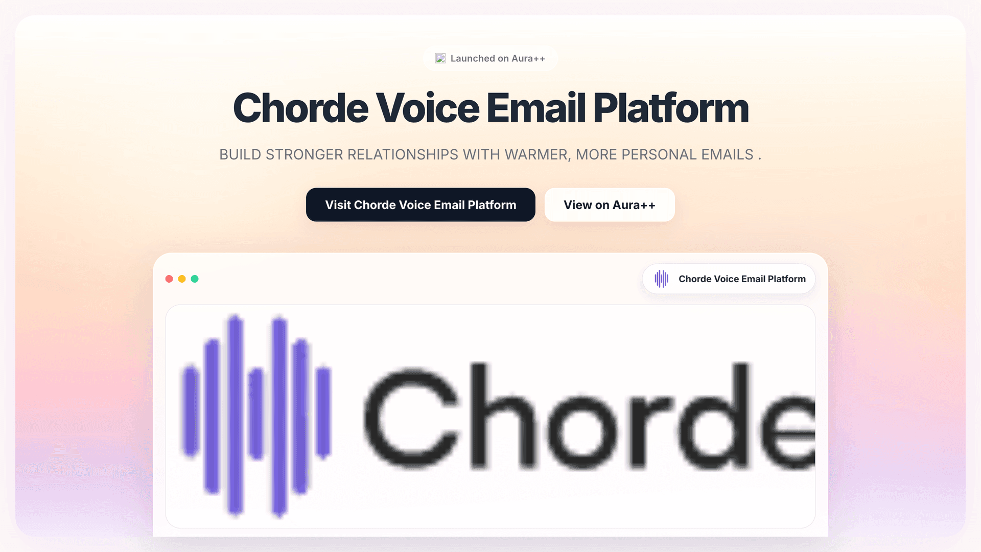 Chorde Voice Email Platform launch story featured image on Aura++