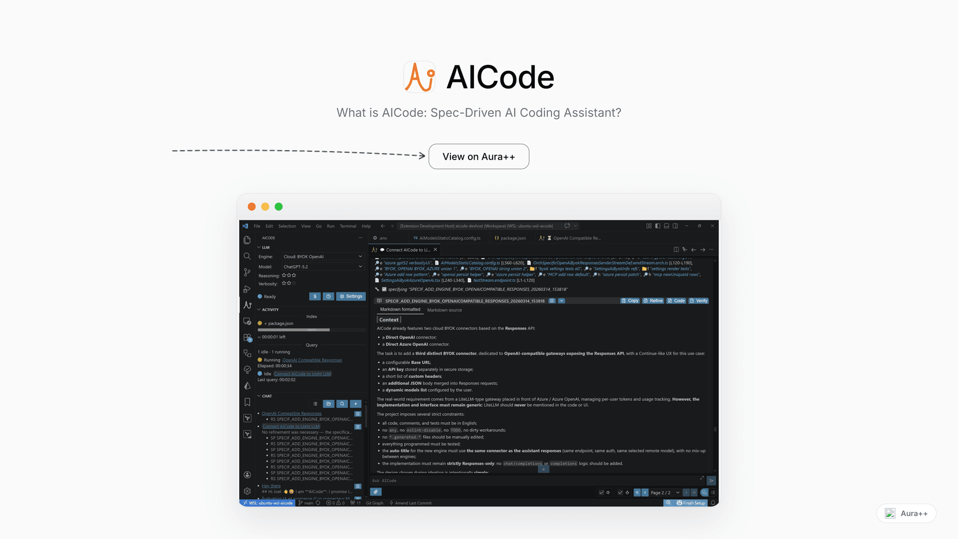 AICode: Spec-Driven AI Coding Assistant launch story featured image on Aura++