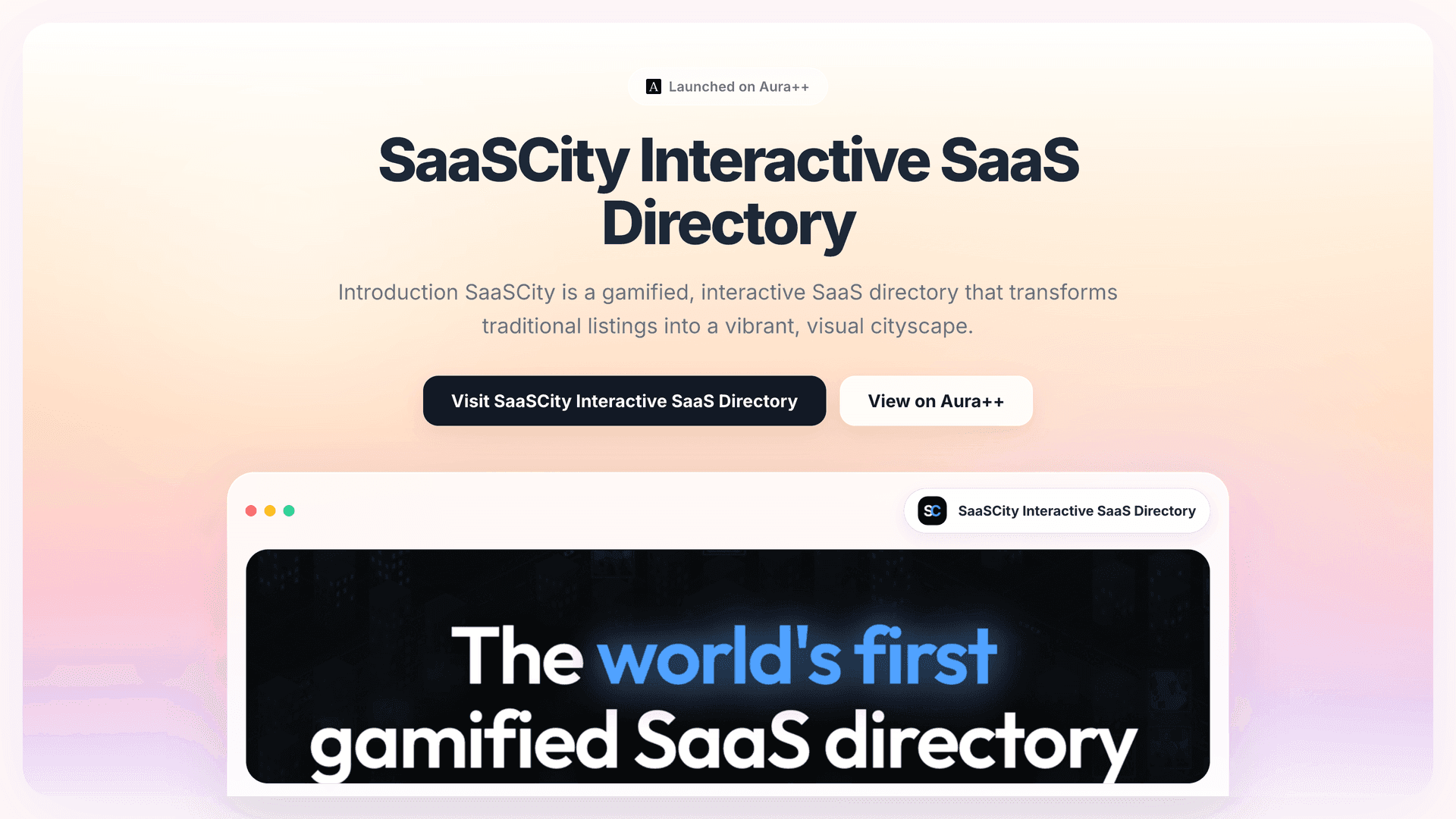 SaaSCity Interactive SaaS Directory launch story featured image on Aura++