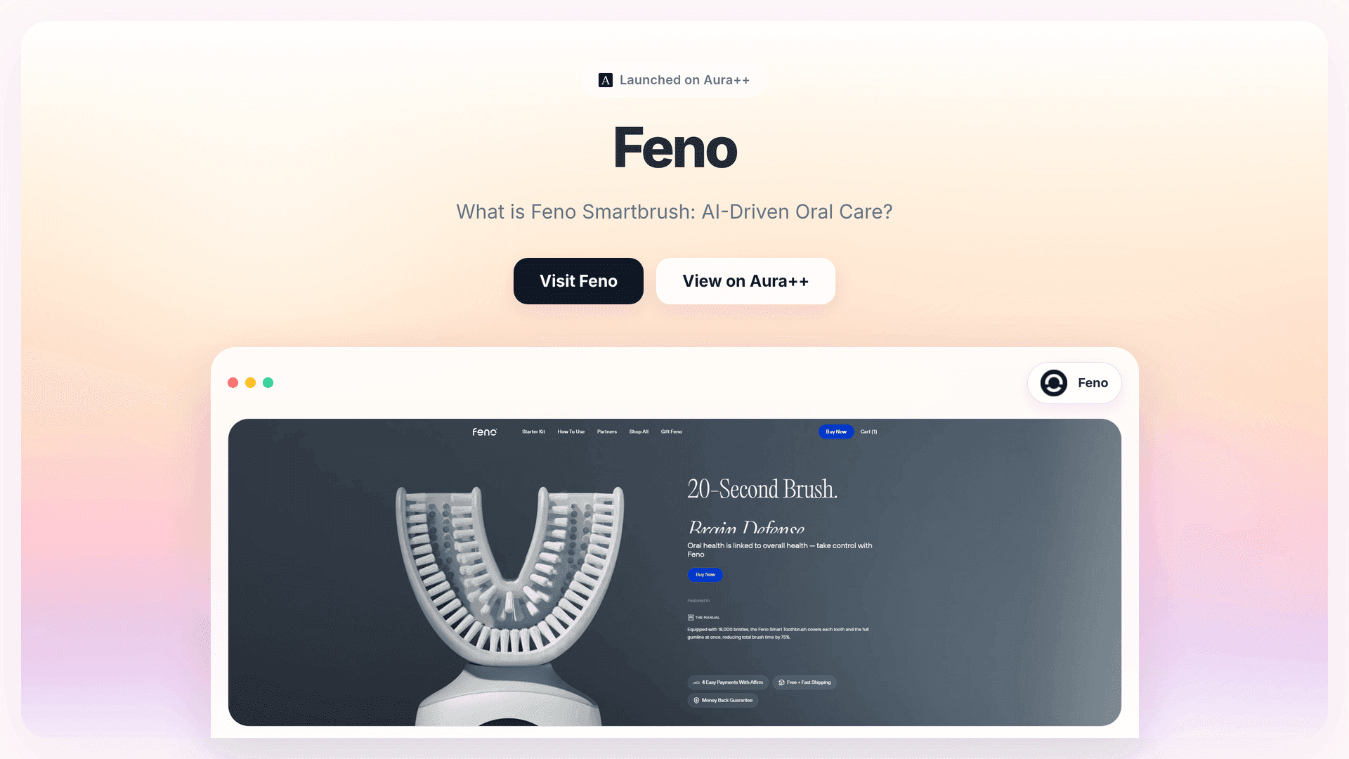 Feno launch story featured image on Aura++